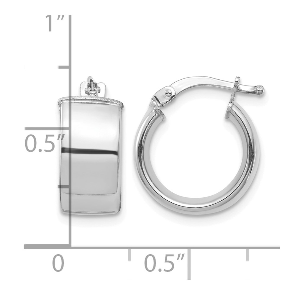 14k White Gold High Polished 7mm Hoop Earrings (TF1411W)