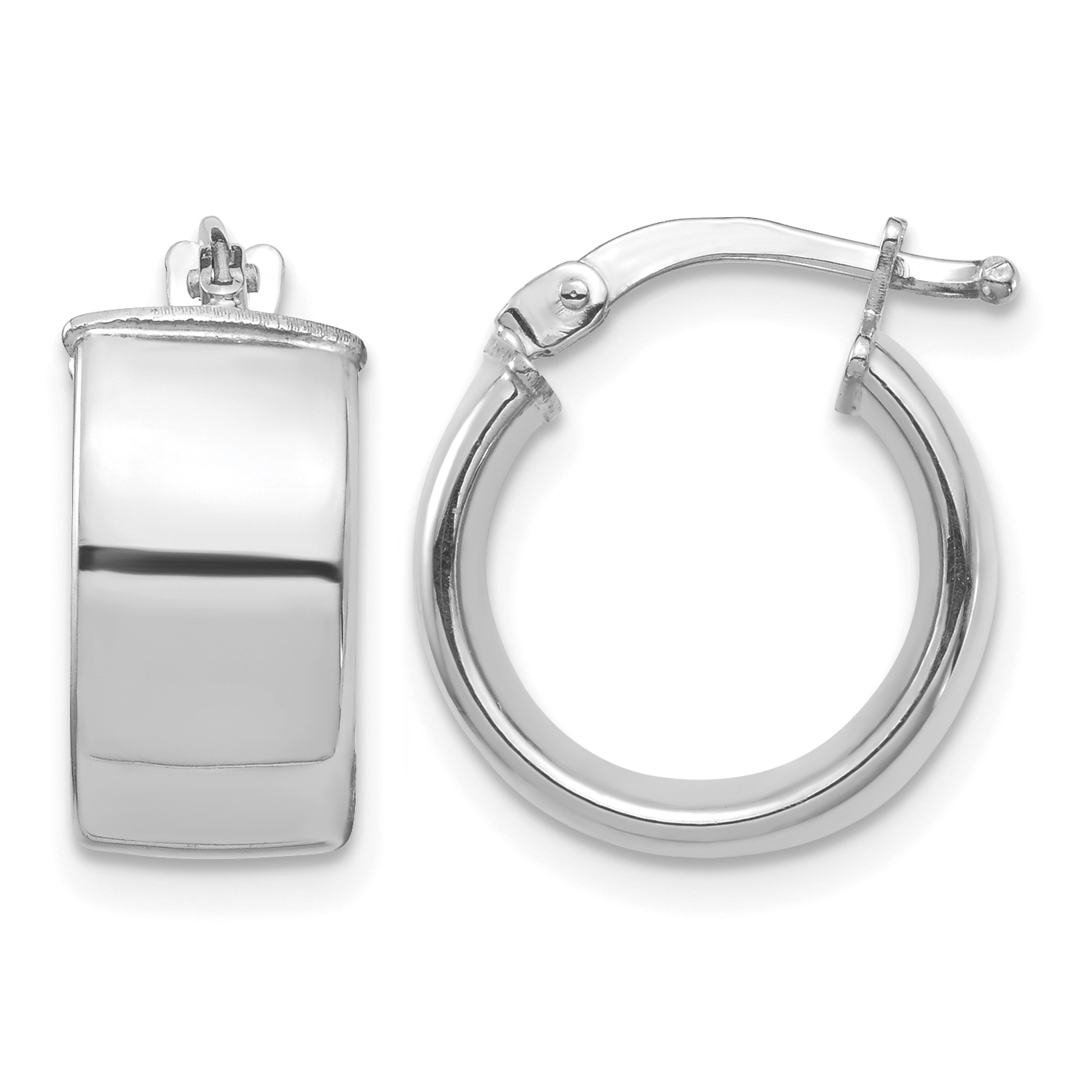 14k White Gold High Polished 7mm Hoop Earrings (TF1411W)