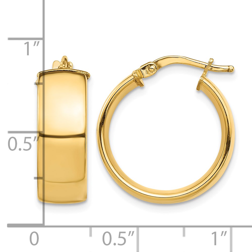 14k High Polished 7mm Hoop Earrings (TF1412)