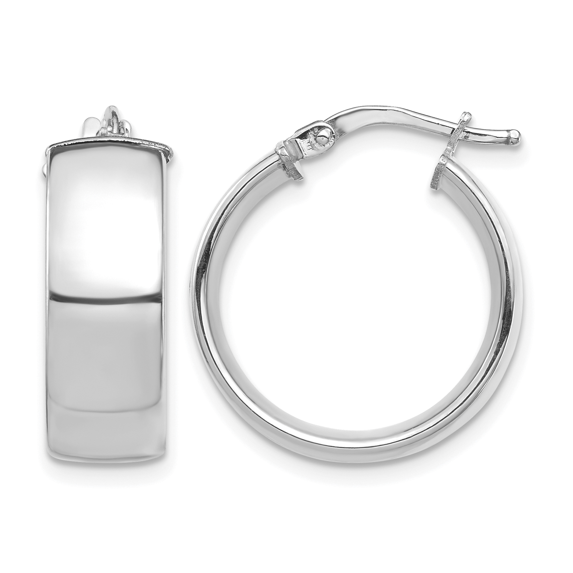 14k White Gold High Polished 7mm Hoop Earrings (TF1412W)
