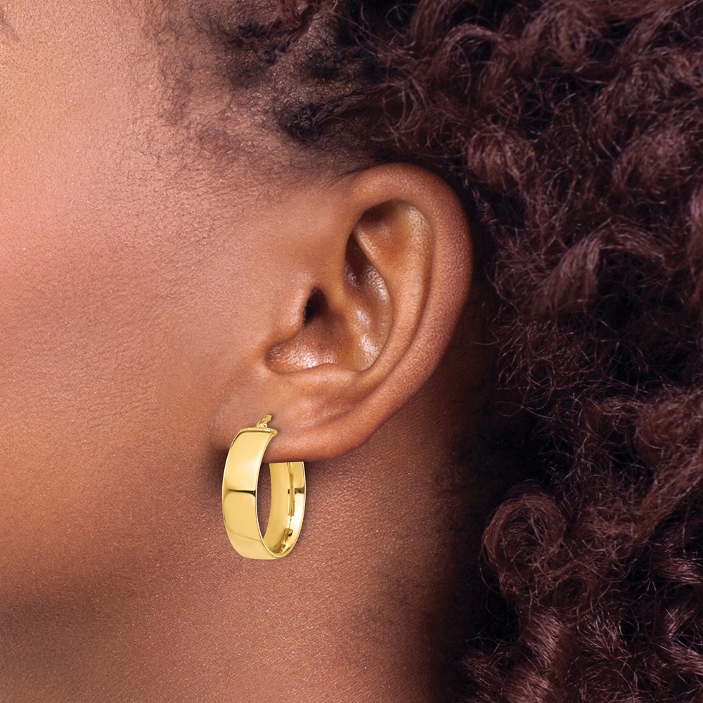 14k High Polished 7mm Hoop Earrings (TF1413)
