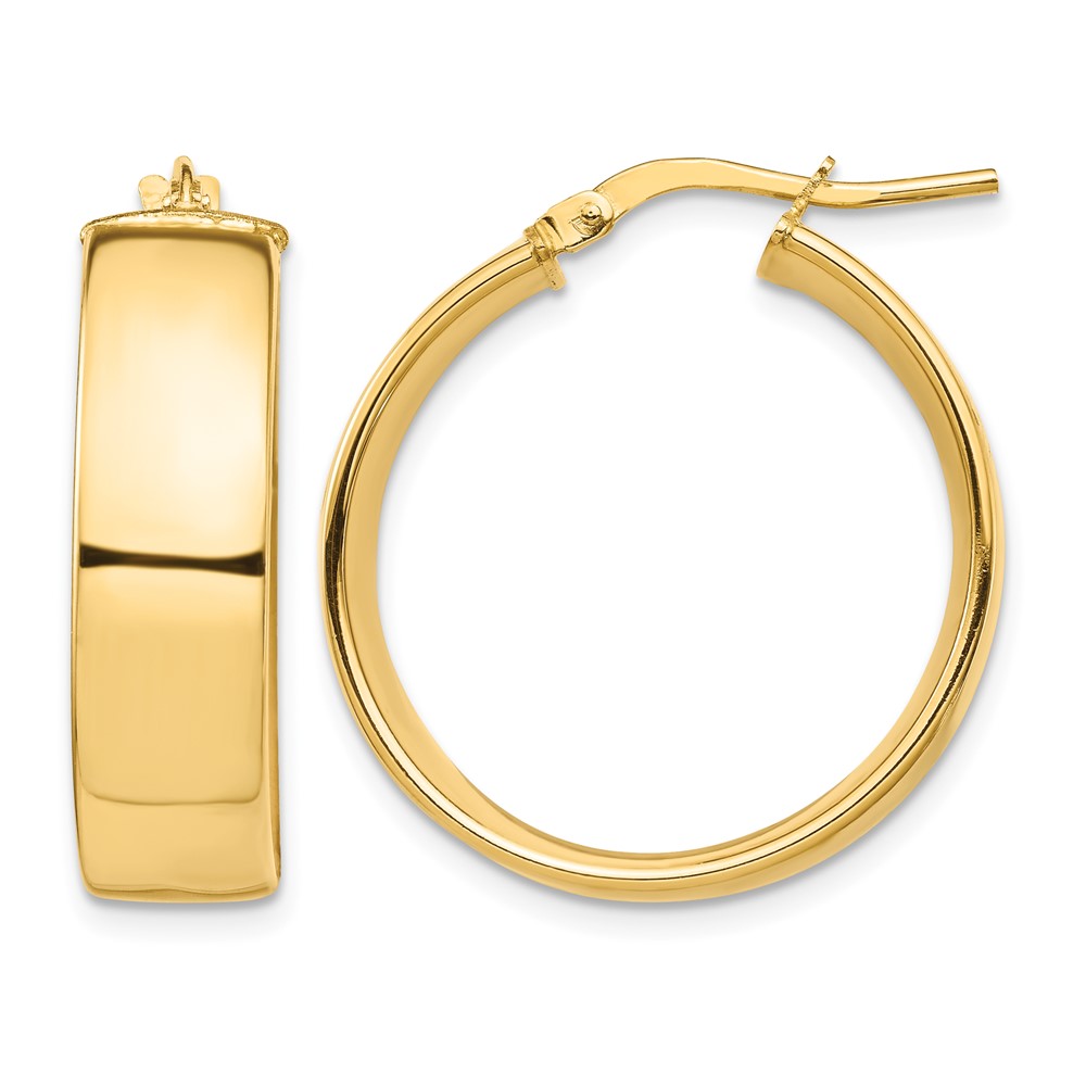 14k High Polished 7mm Hoop Earrings (TF1413)