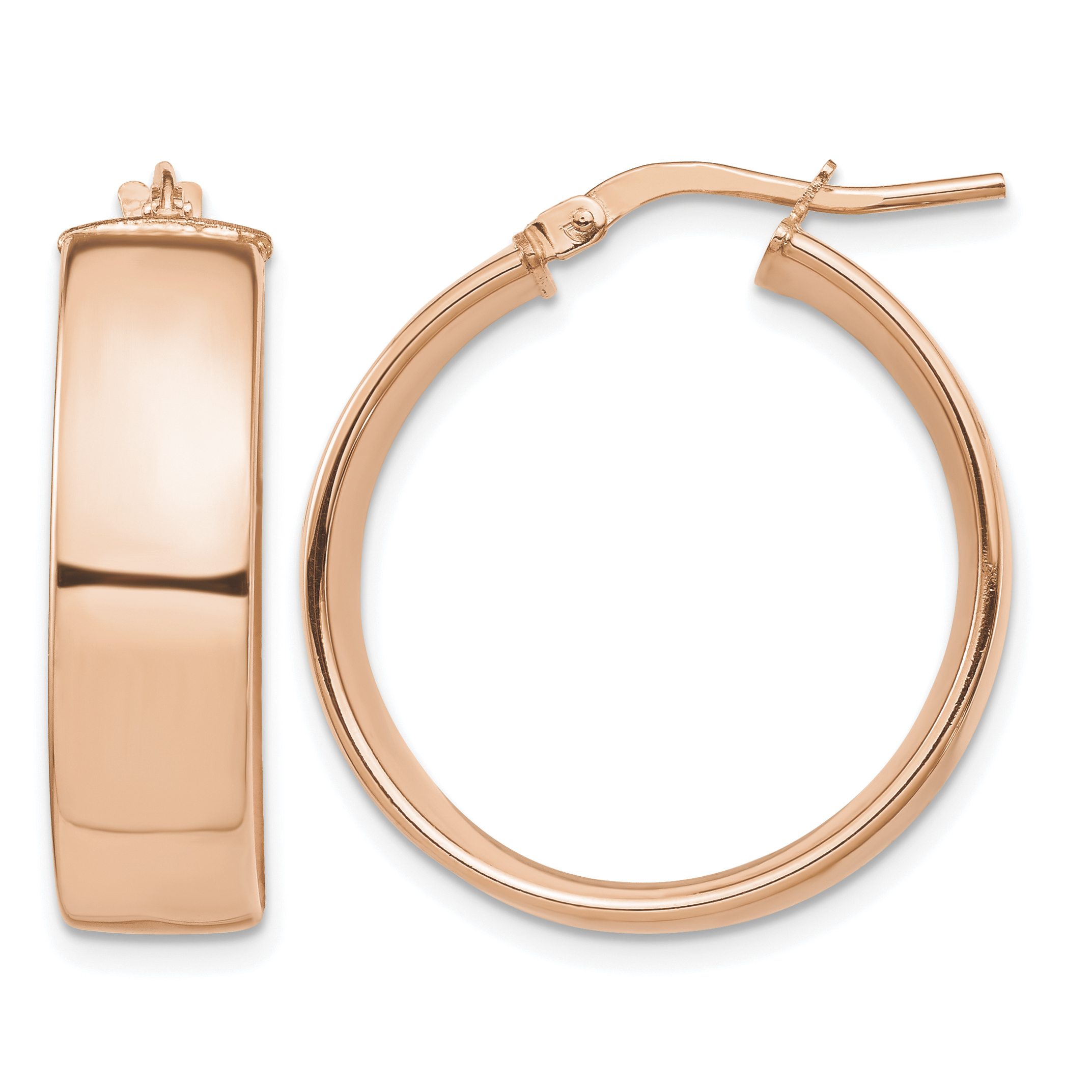 14k Rose Gold High Polished 7mm Hoop Earrings (TF1413R)