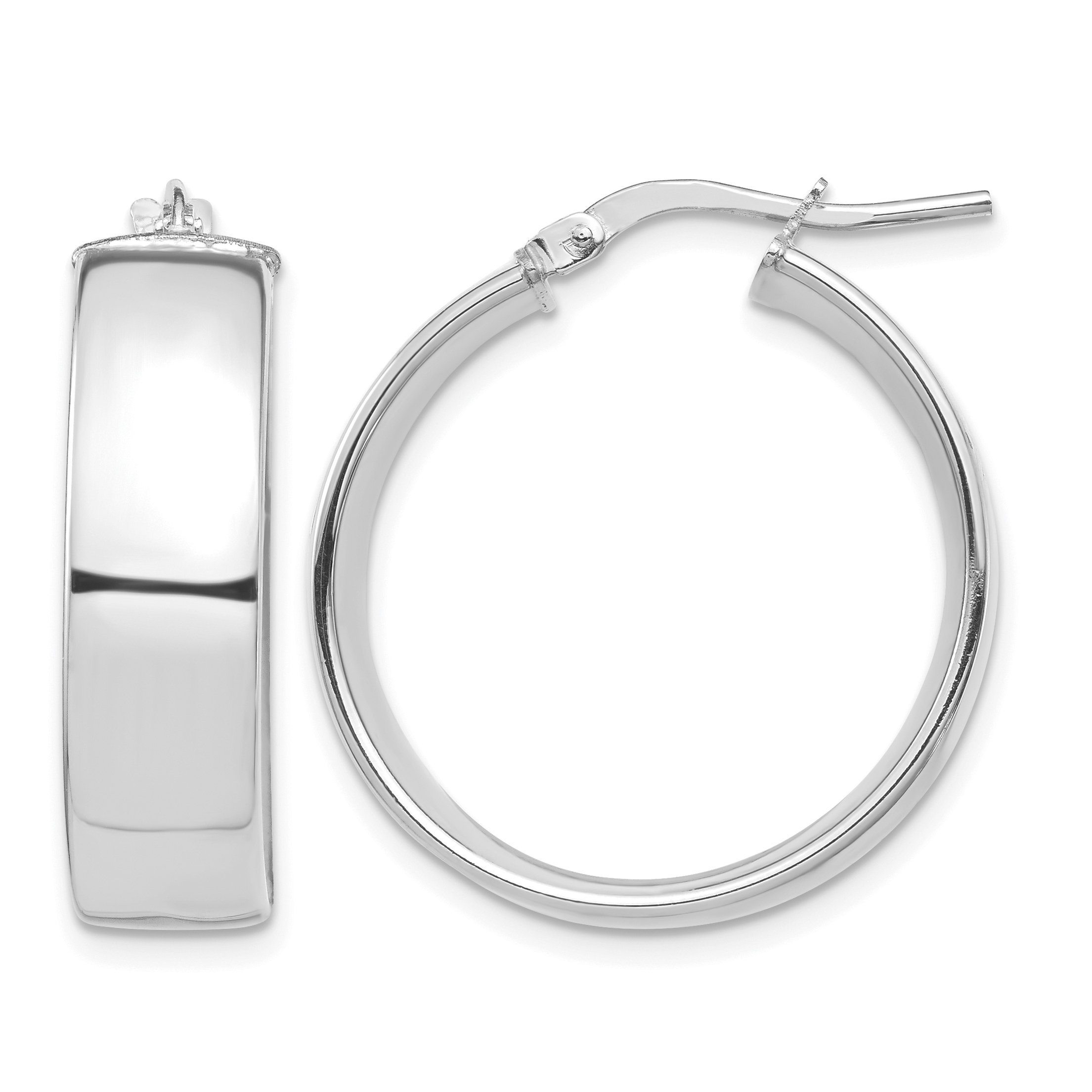 14k White Gold High Polished 7mm Hoop Earrings (TF1413W)