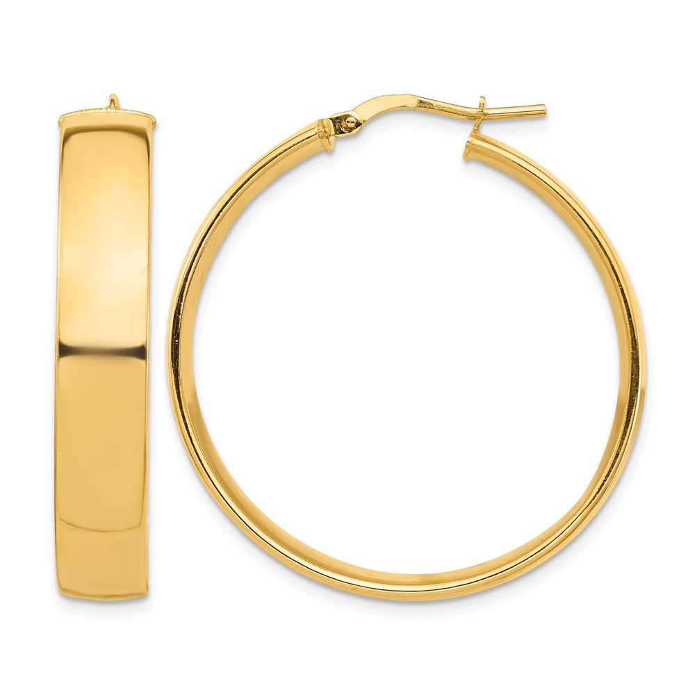 14k High Polished 7mm Hoop Earrings (TF1415)