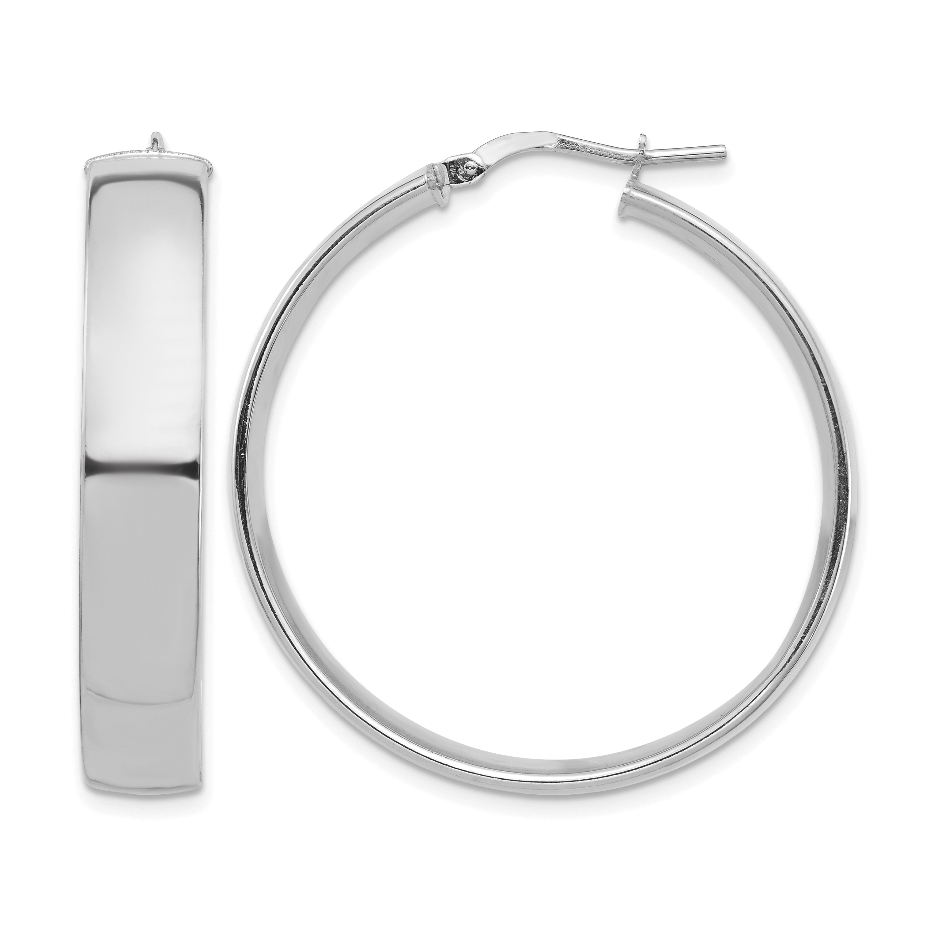 14k White Gold High Polished 7mm Hoop Earrings (TF1415W)
