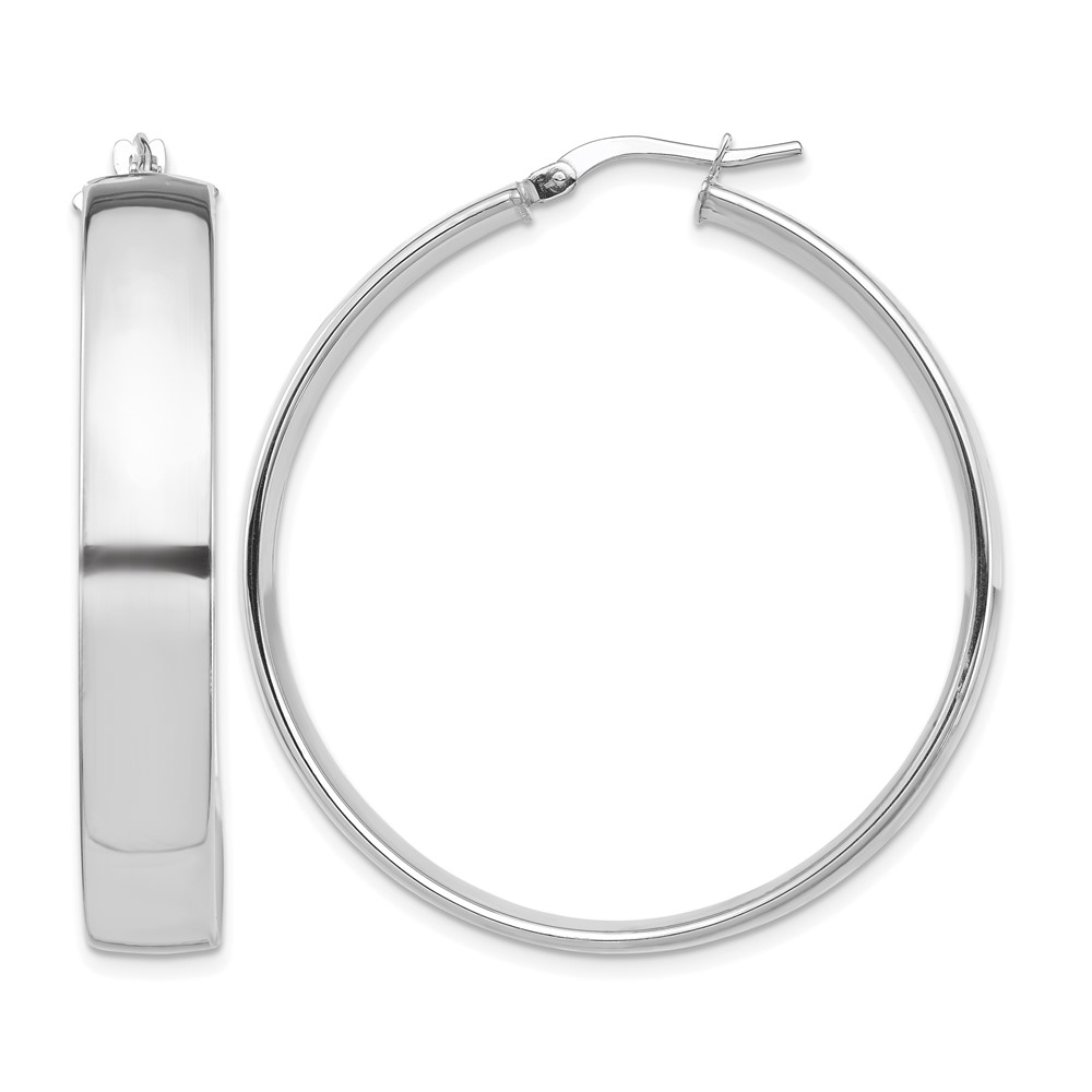 14k White Gold High Polished 7mm Hoop Earrings (TF1416W)