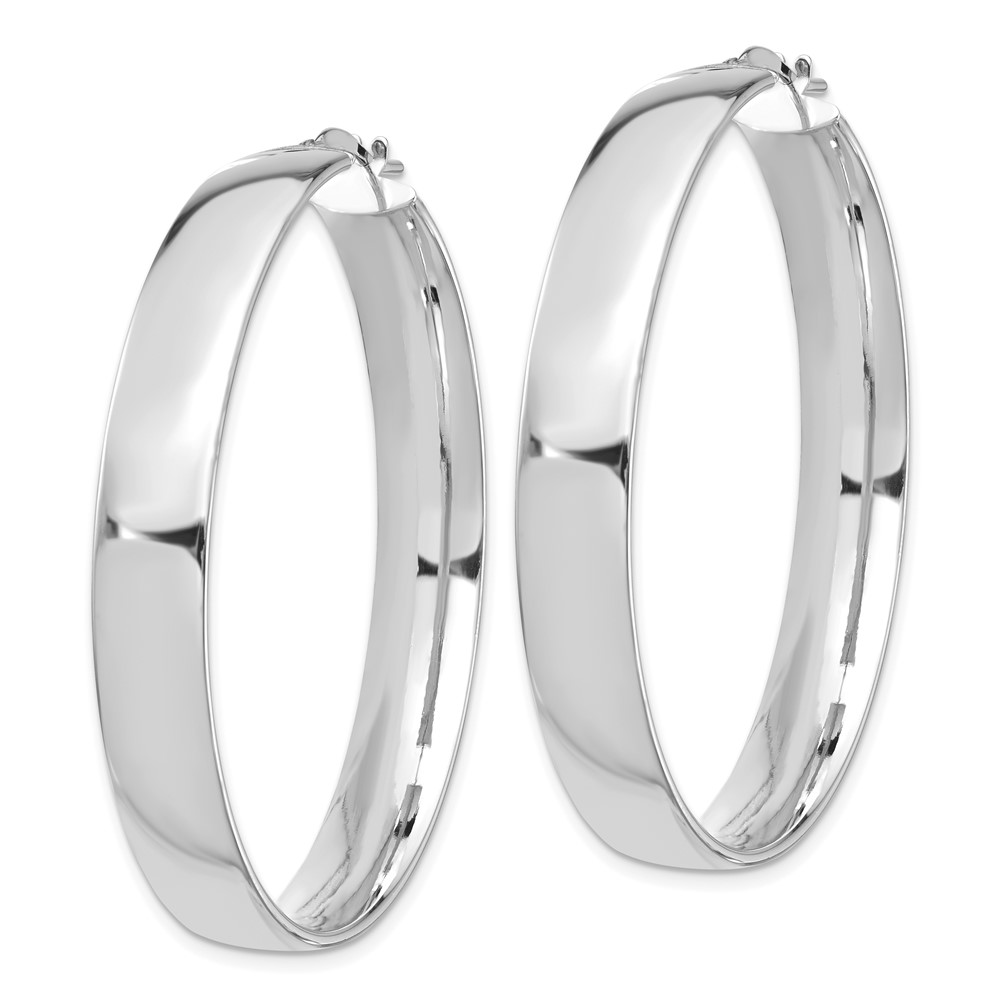 14k White Gold High Polished 7mm Hoop Earrings (TF1417W)