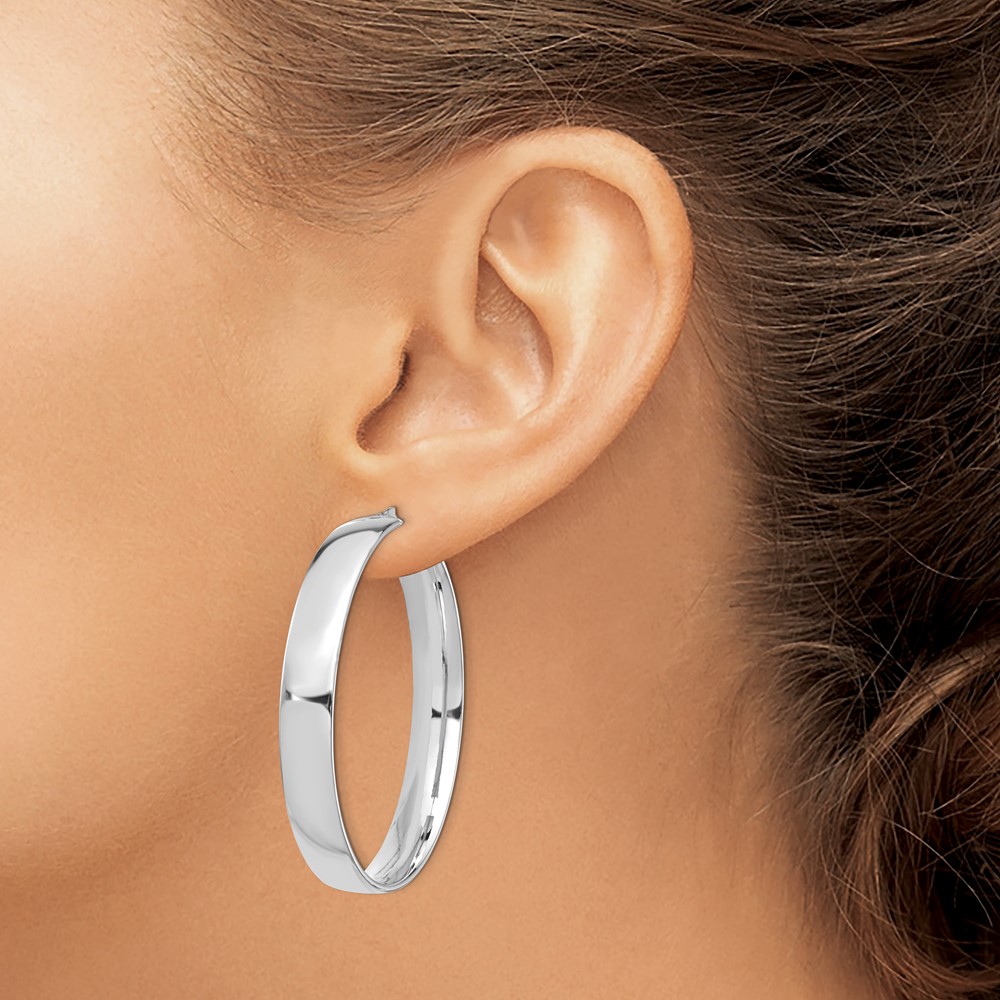 14k White Gold High Polished 7mm Hoop Earrings (TF1417W)