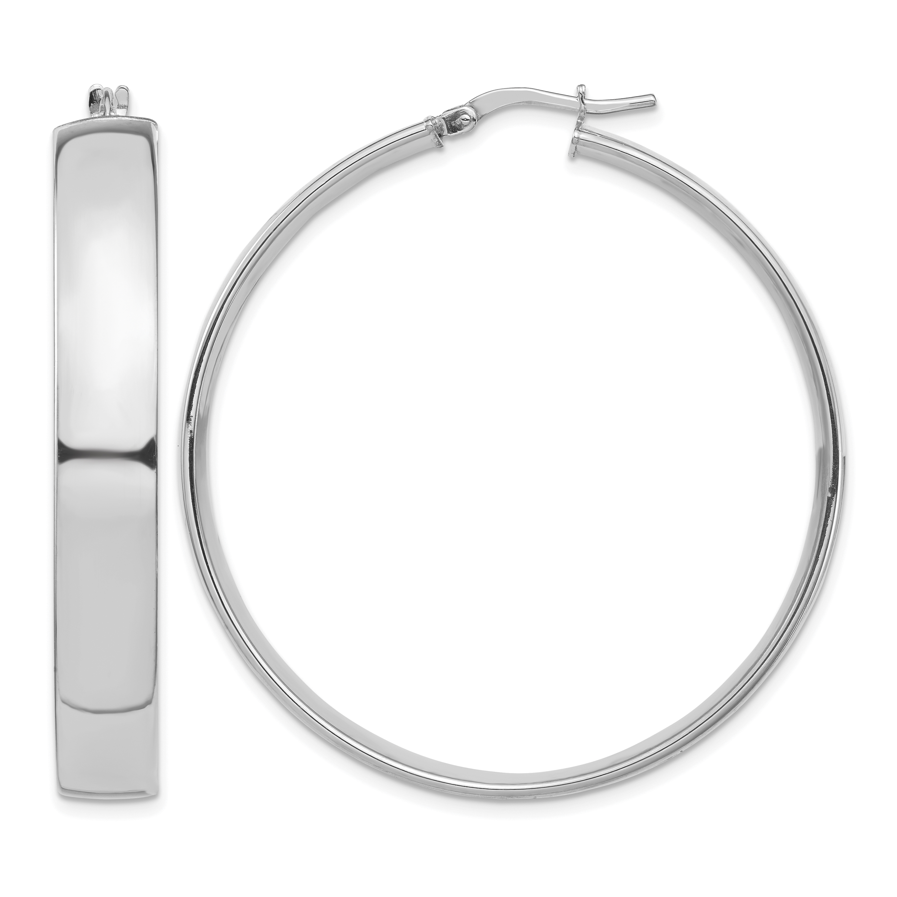 14k White Gold High Polished 7mm Hoop Earrings (TF1417W)