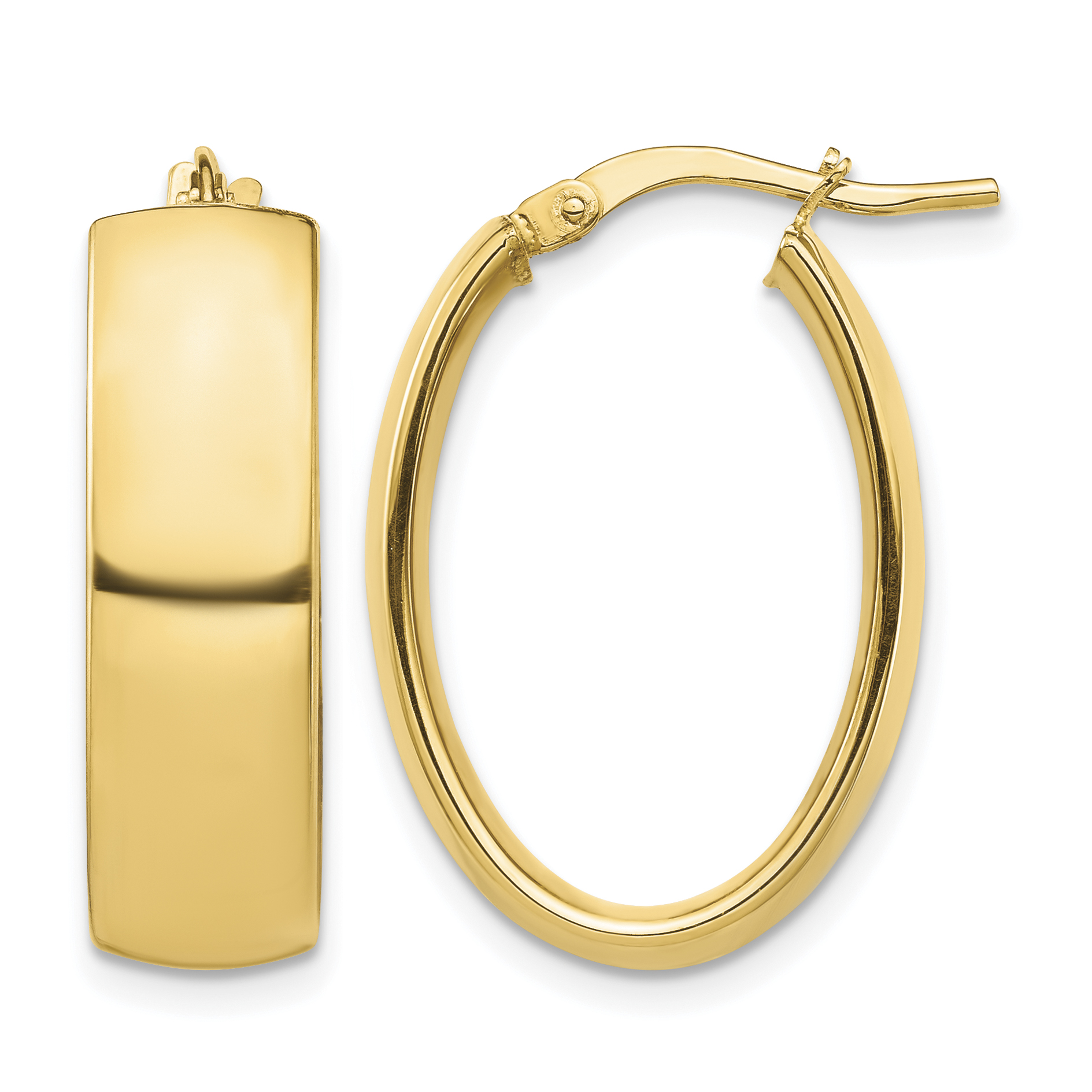 14k High Polished 7mm Oval Hoop Earrings (TF1418)
