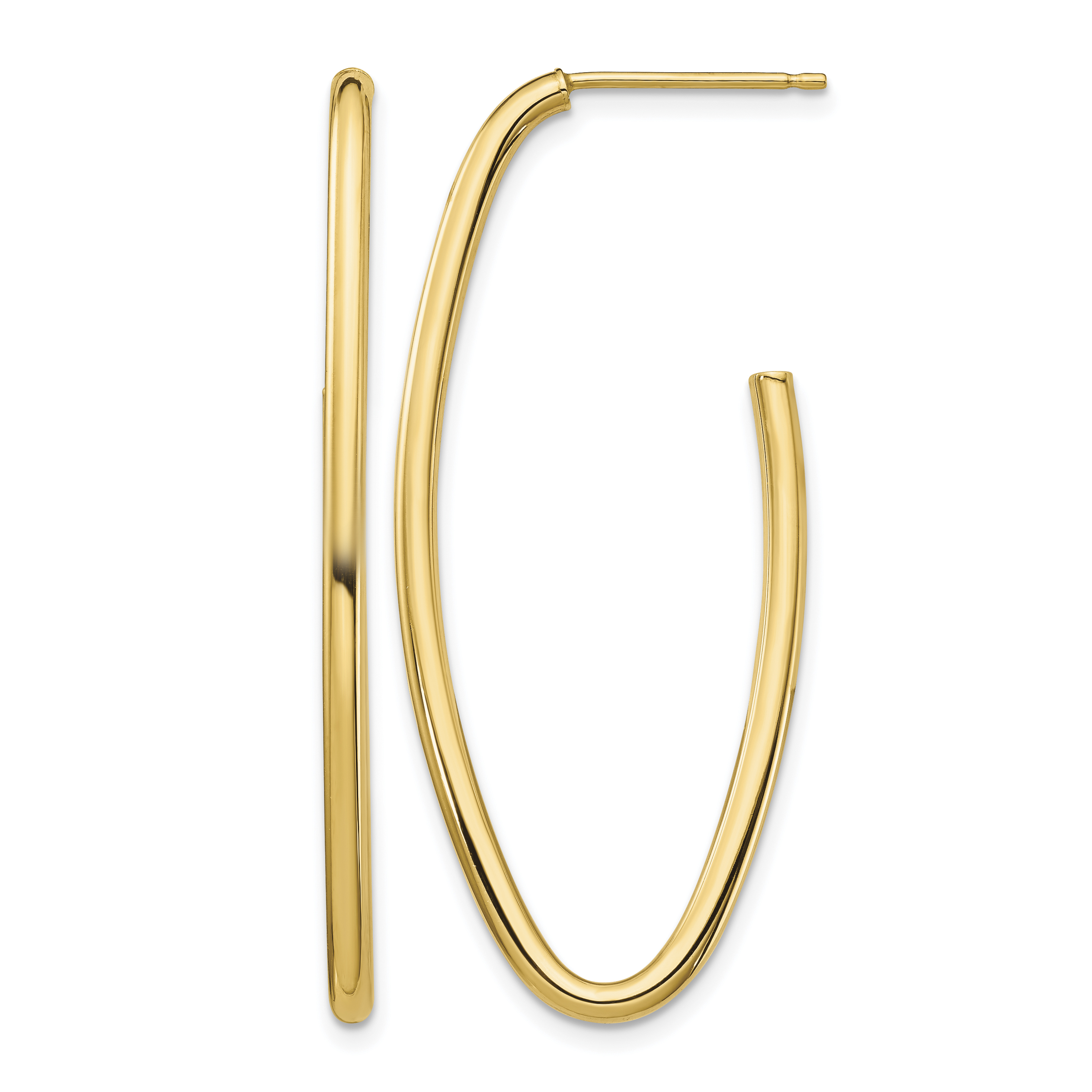 14k Polished Pointed Oval Post Dangle Earrings (TF1429)