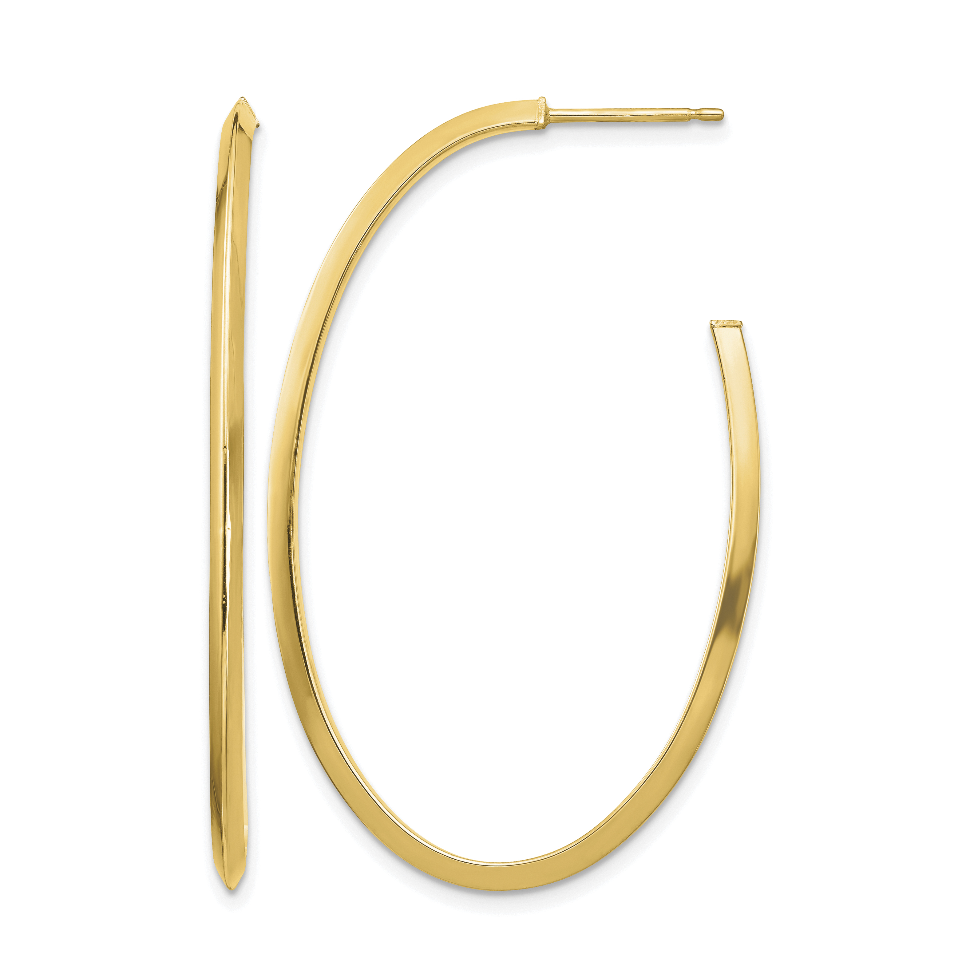 14k Polished Knife Edge Oval 2mm Post Dangle Earrings (TF1432)