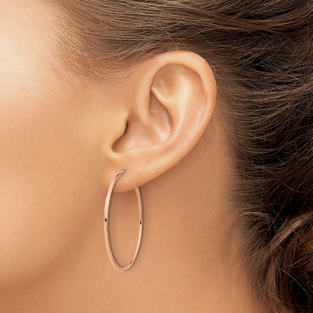 14k Rose Gold 1.5mm Polished Endless Hoop Earrings (TF1433)