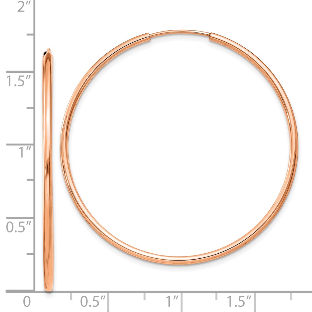 14k Rose Gold 1.5mm Polished Endless Hoop Earrings (TF1433)