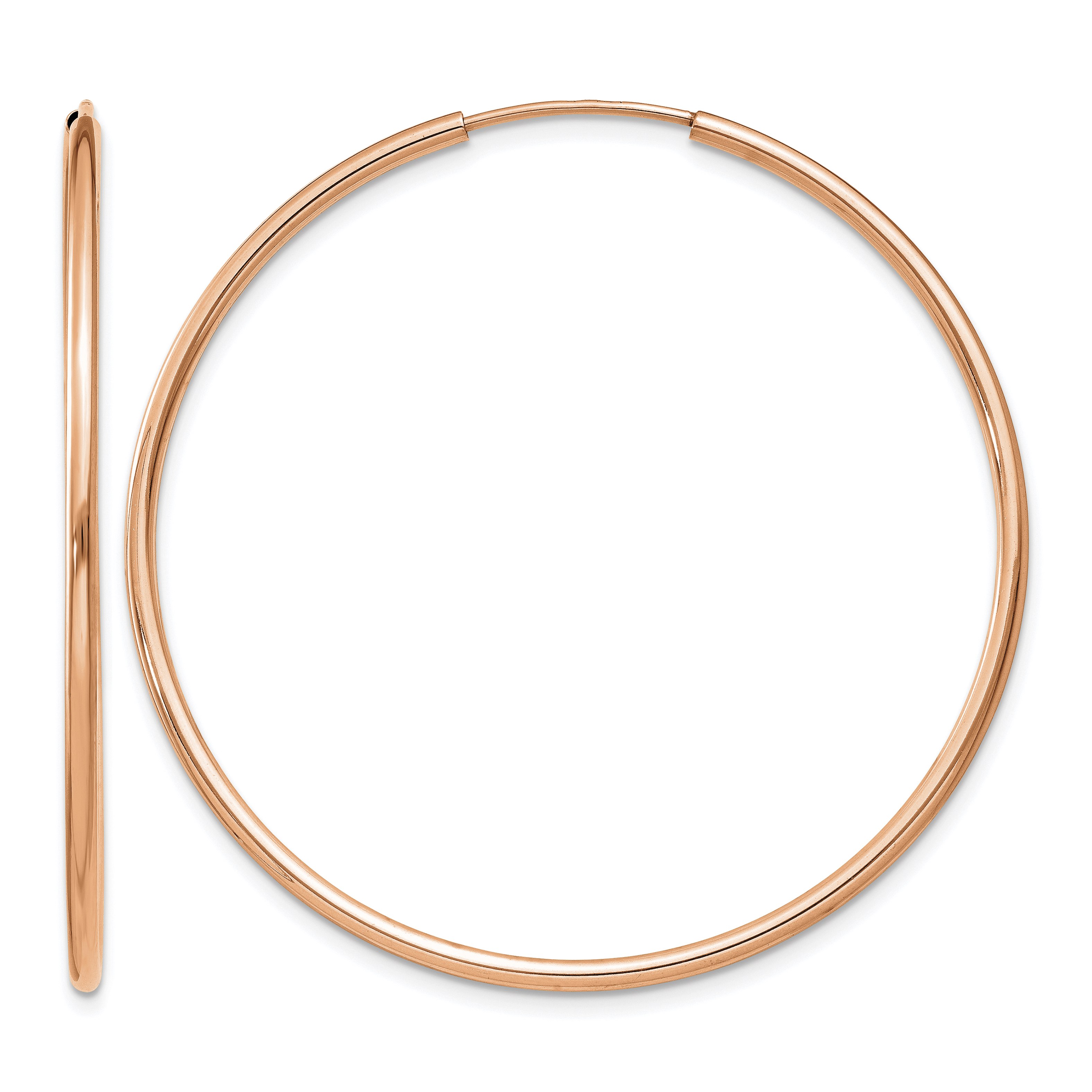 14k Rose Gold 1.5mm Polished Endless Hoop Earrings (TF1433)