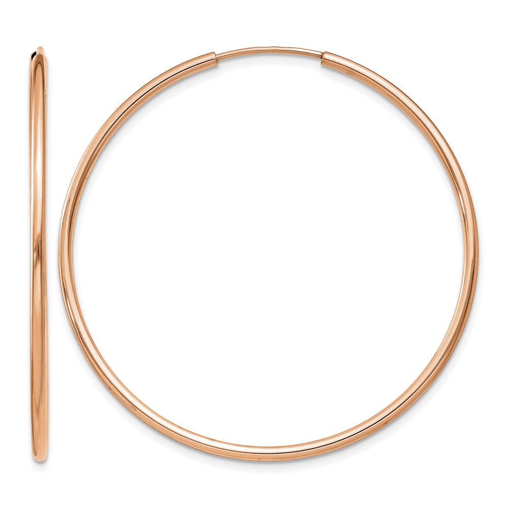 14k Rose Gold 1.5mm Polished Endless Hoop Earrings (TF1433)
