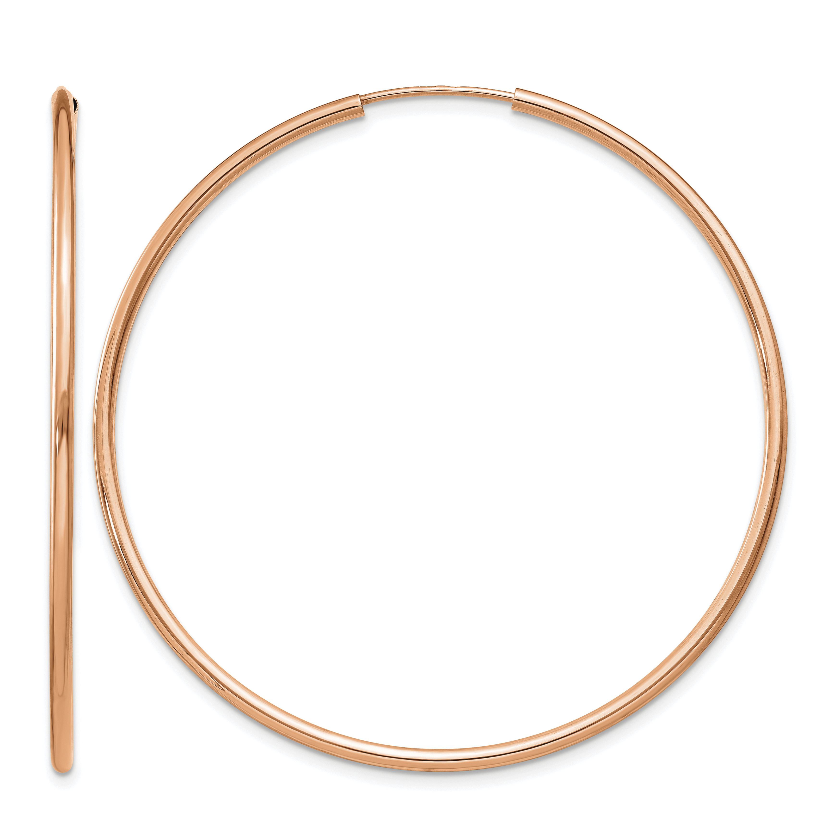 14k Rose Gold 1.5mm Polished Endless Hoop Earrings (TF1434)