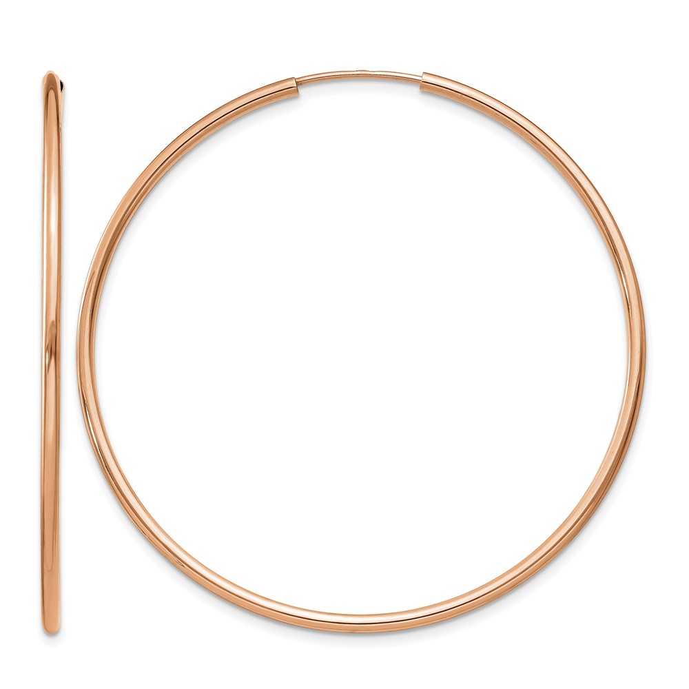 14k Rose Gold 1.5mm Polished Endless Hoop Earrings (TF1434)
