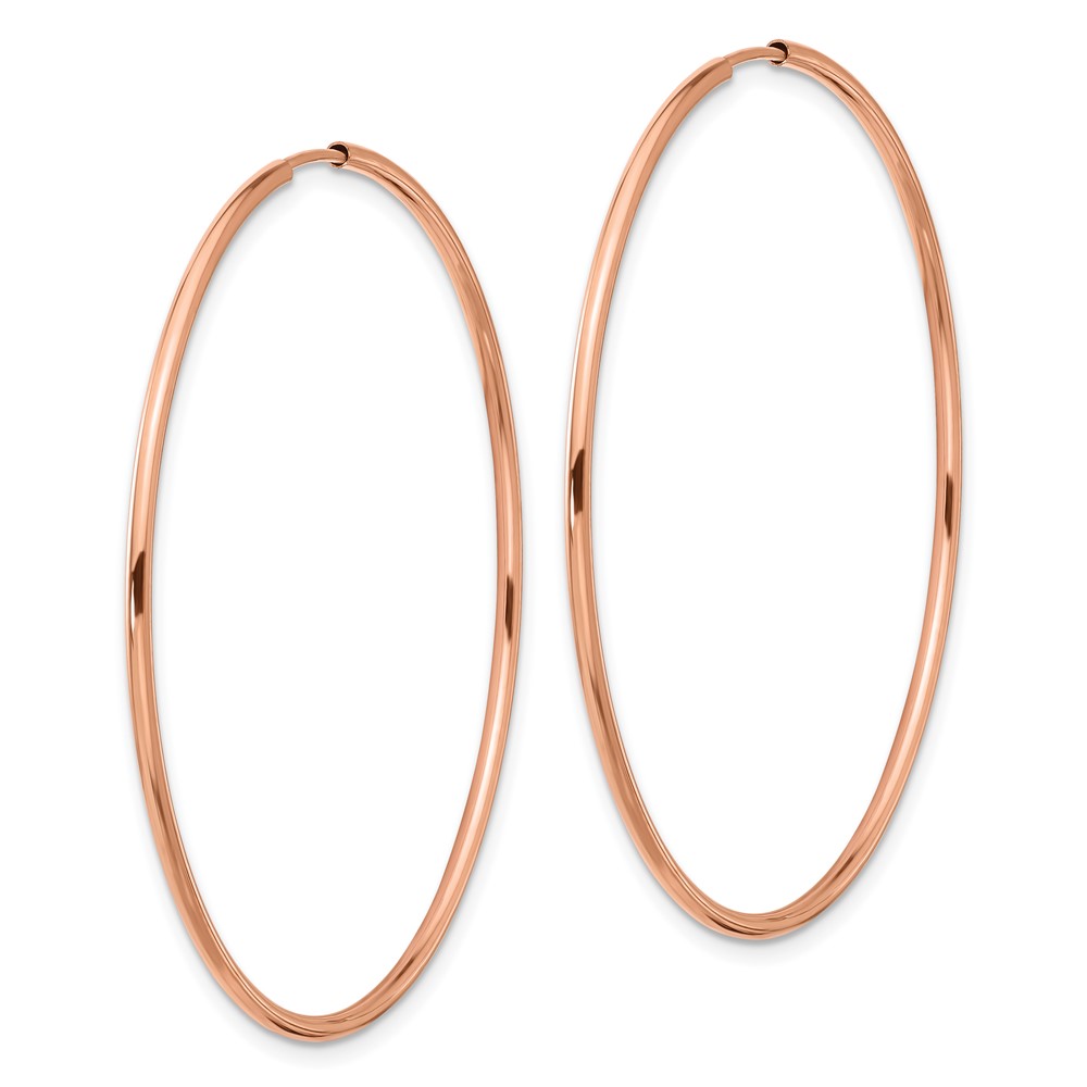 14k Rose Gold 1.5mm Polished Endless Hoop Earrings (TF1435)
