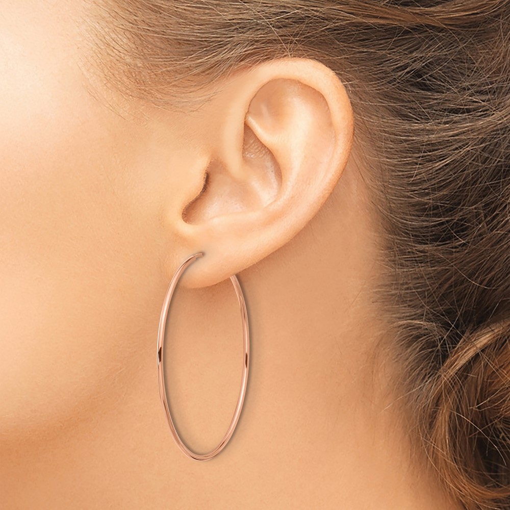 14k Rose Gold 1.5mm Polished Endless Hoop Earrings (TF1435)