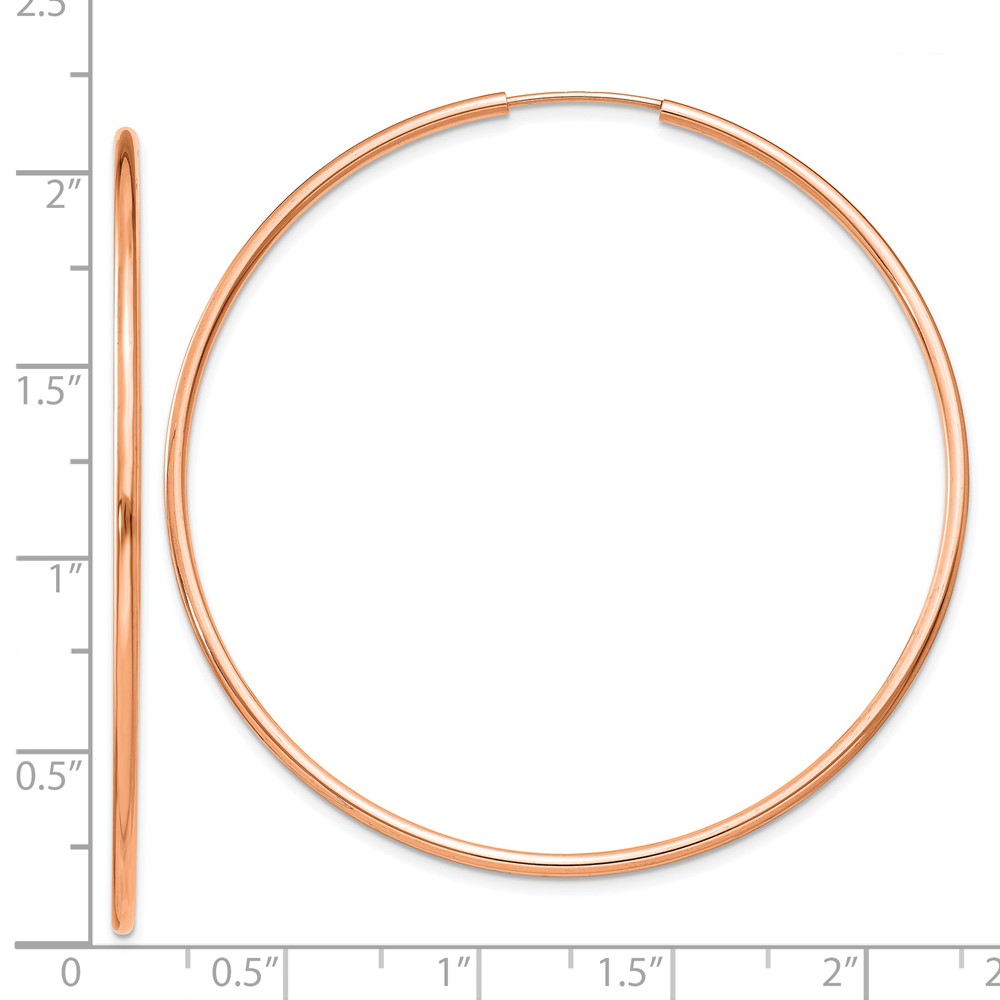 14k Rose Gold 1.5mm Polished Endless Hoop Earrings (TF1435)