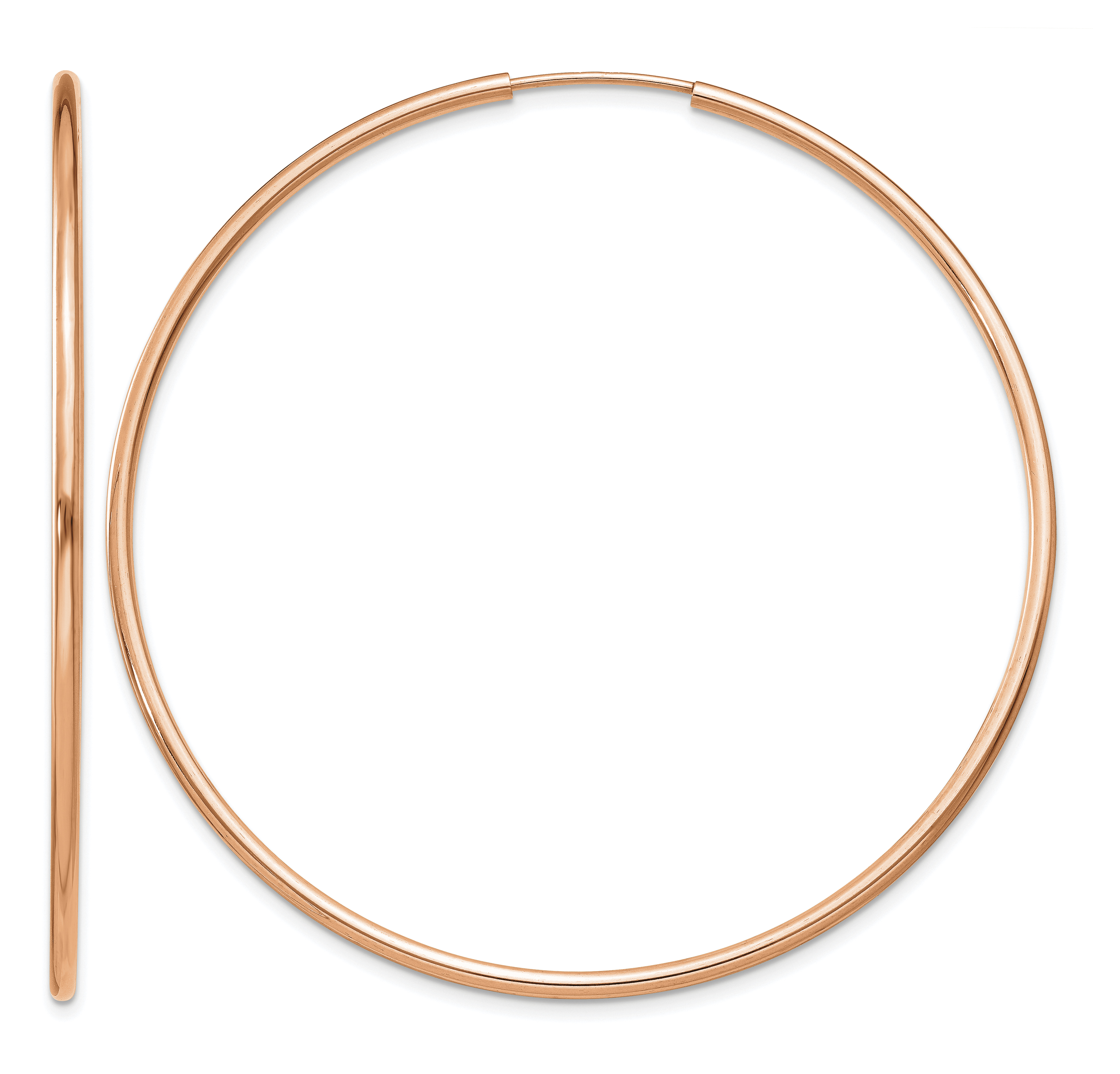 14k Rose Gold 1.5mm Polished Endless Hoop Earrings (TF1435)