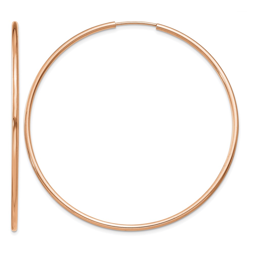 14k Rose Gold 1.5mm Polished Endless Hoop Earrings (TF1435)