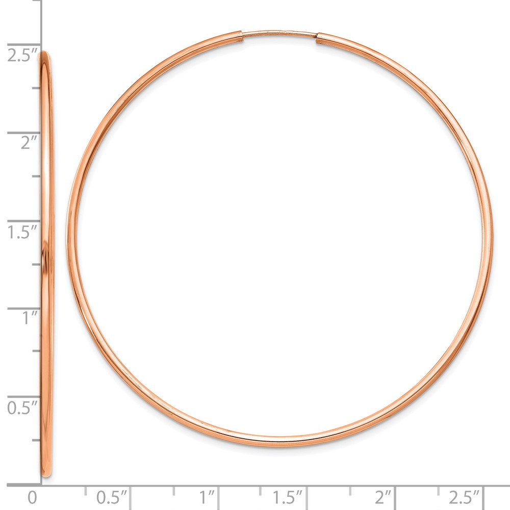 14k Rose Gold 1.5mm Polished Endless Hoop Earrings (TF1436)