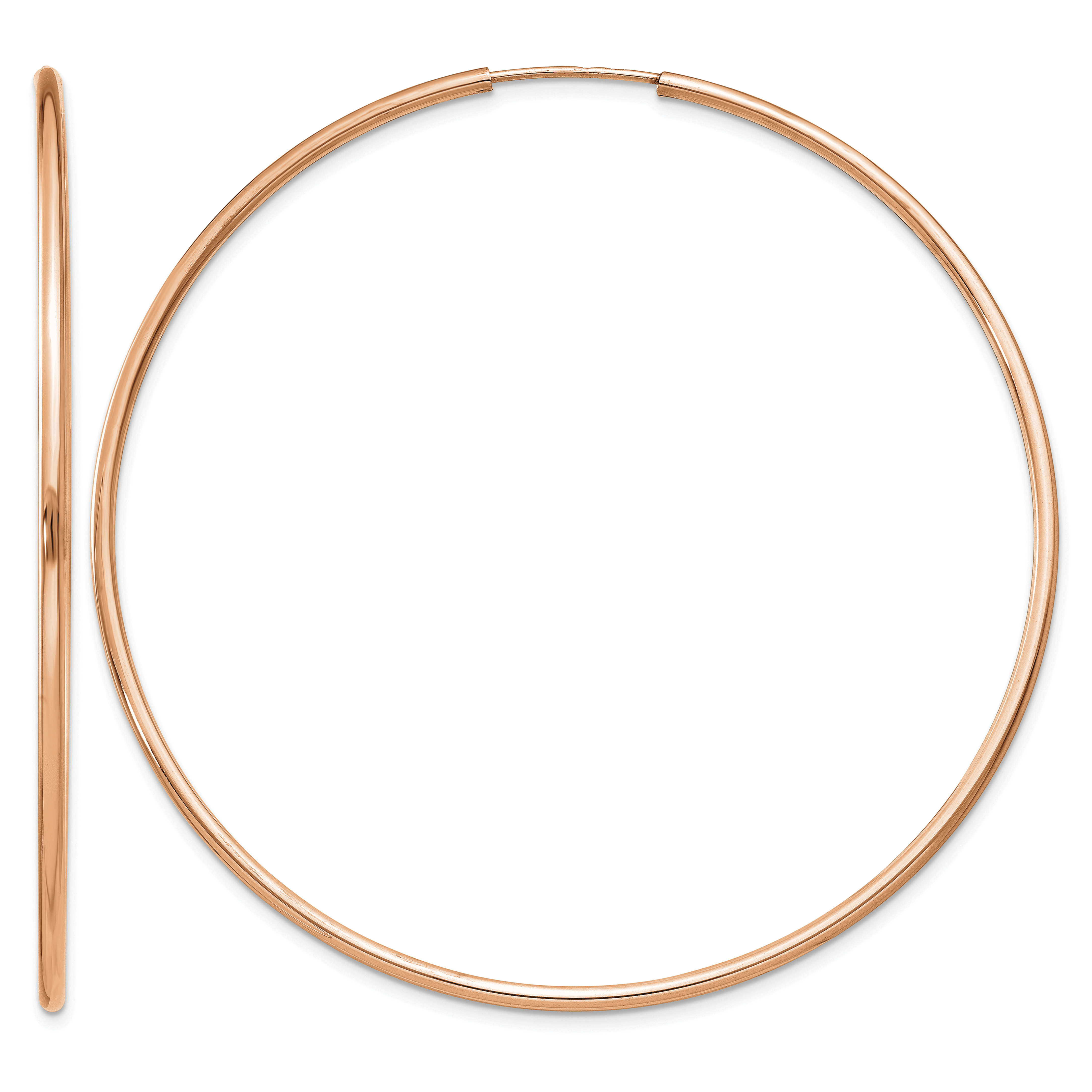 14k Rose Gold 1.5mm Polished Endless Hoop Earrings (TF1436)