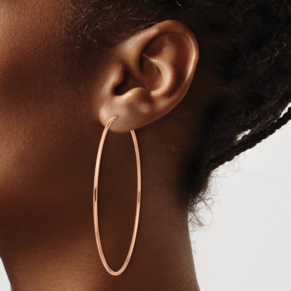 14k Rose Gold 1.5mm Polished Endless Hoop Earrings (TF1437)