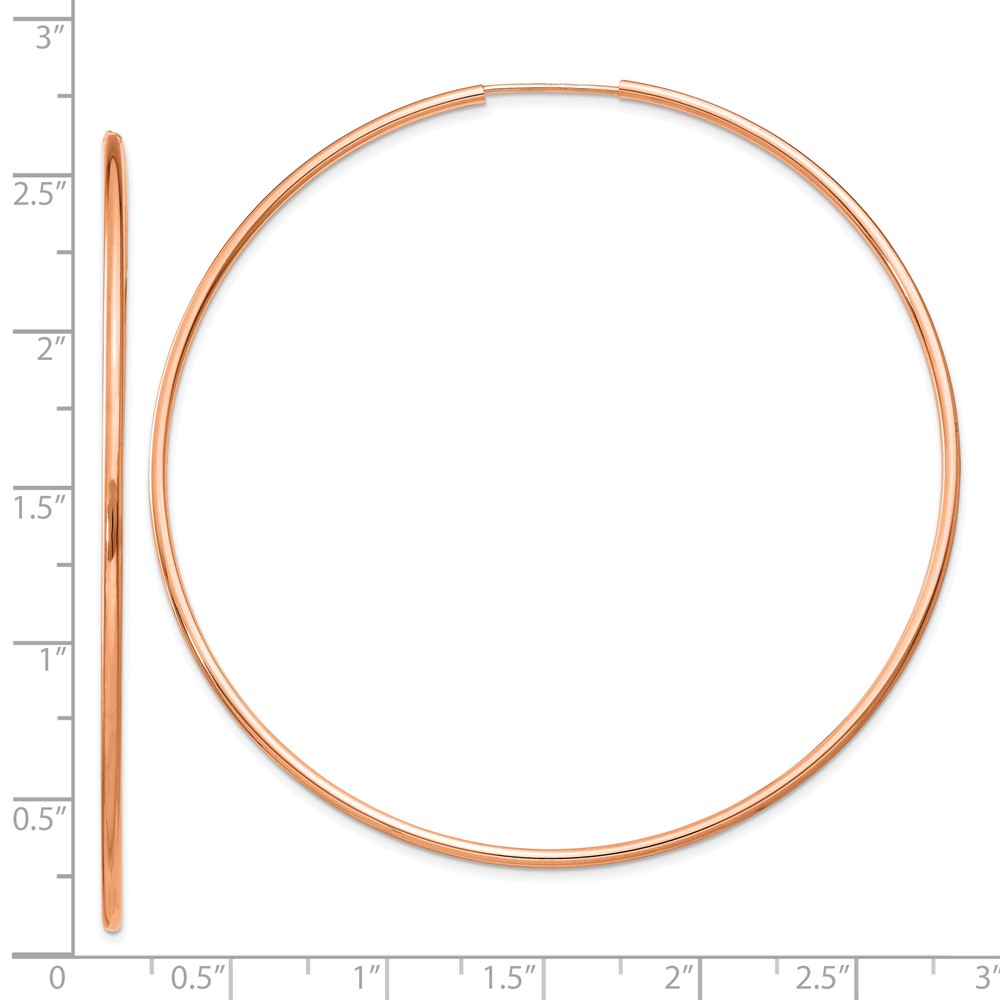 14k Rose Gold 1.5mm Polished Endless Hoop Earrings (TF1437)