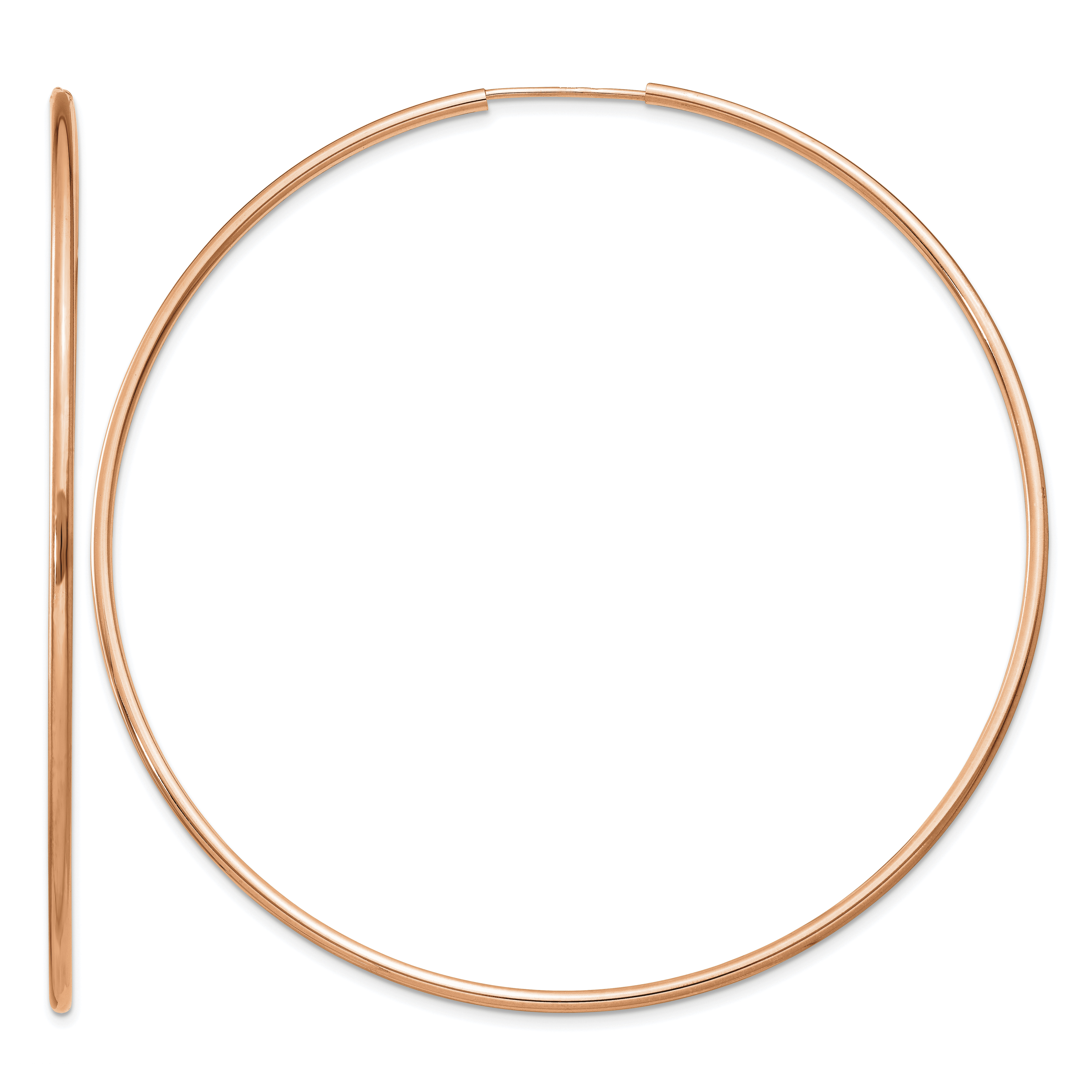 14k Rose Gold 1.5mm Polished Endless Hoop Earrings (TF1437)