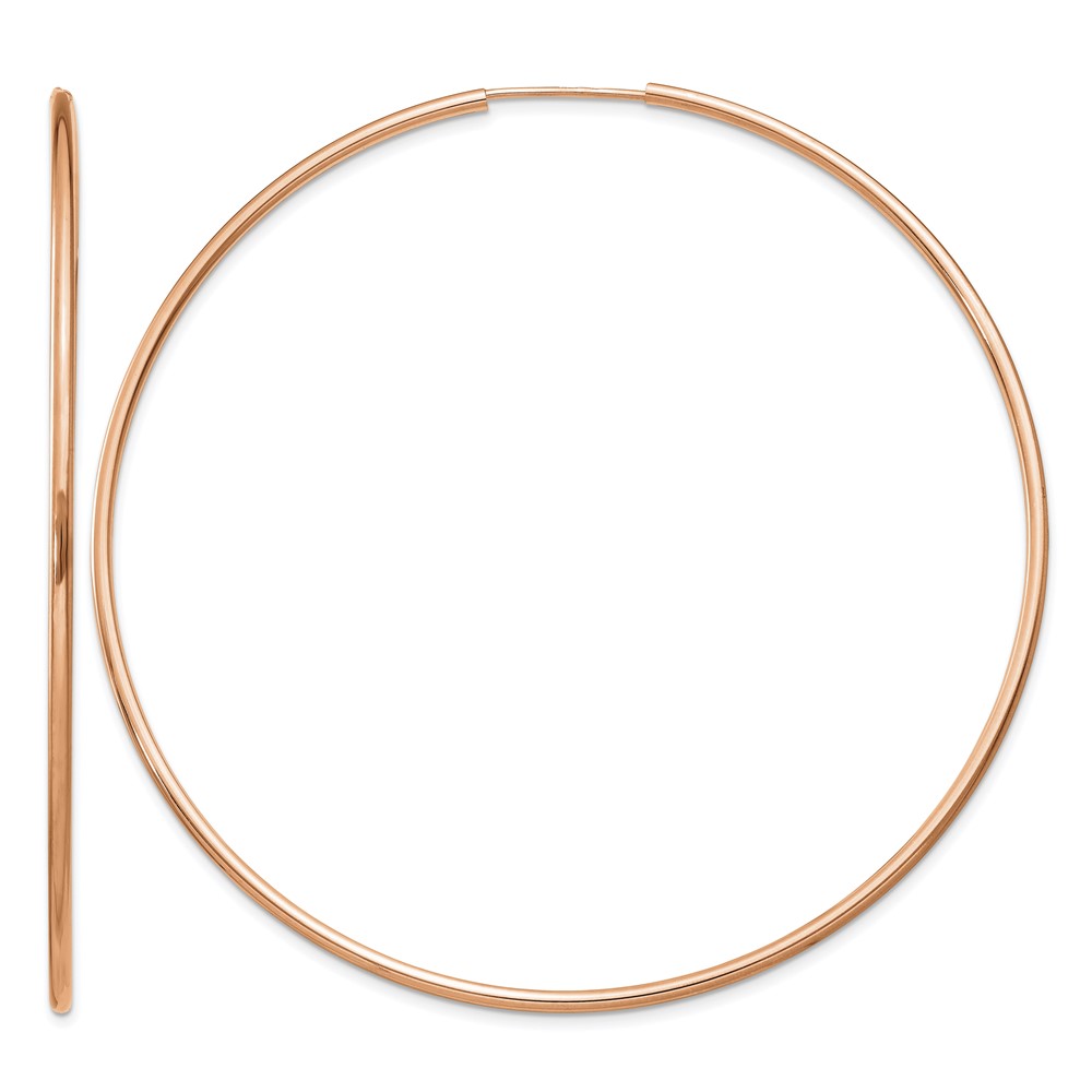 14k Rose Gold 1.5mm Polished Endless Hoop Earrings (TF1437)