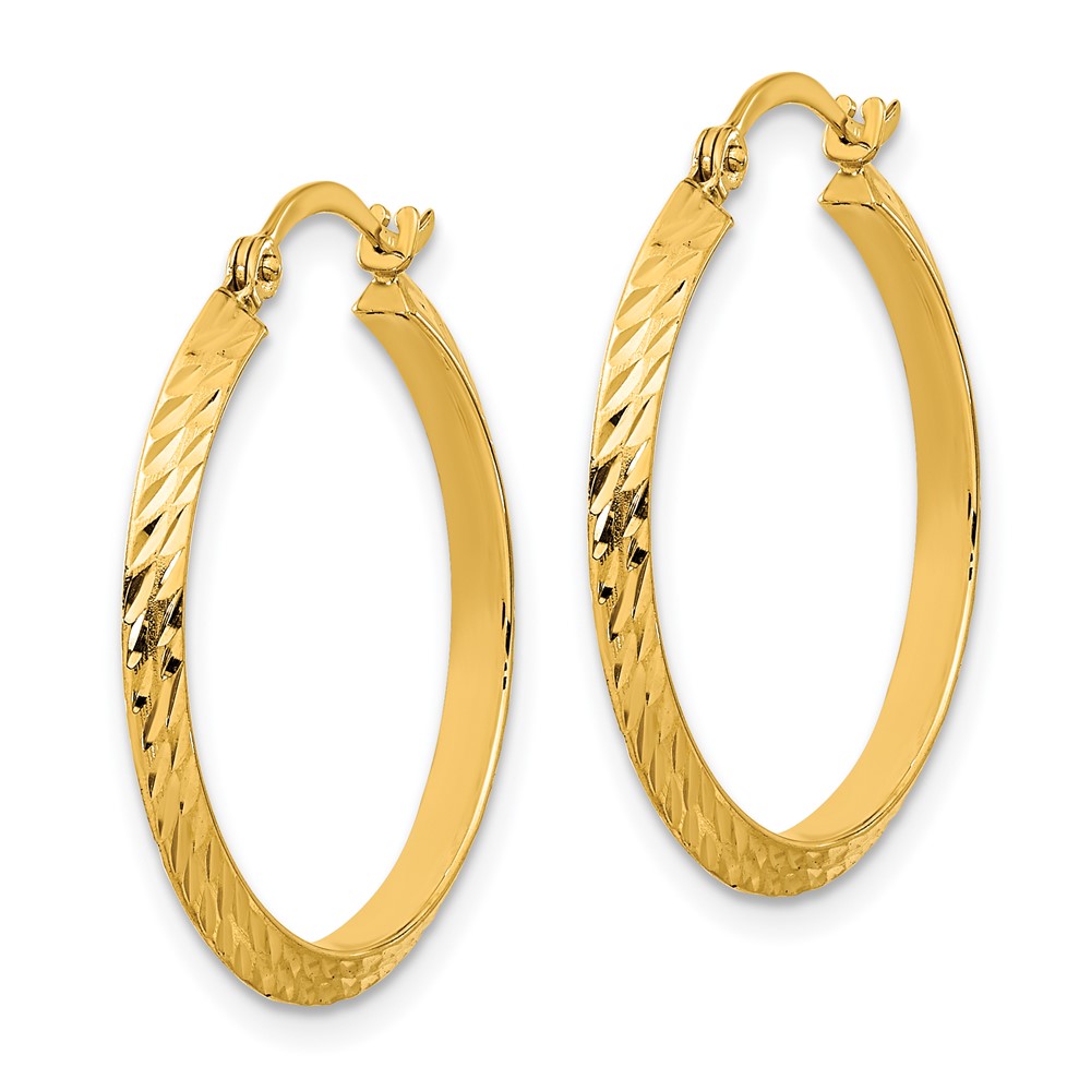 14K Polished Diamond-Cut Hoop Earrings (TF1446)
