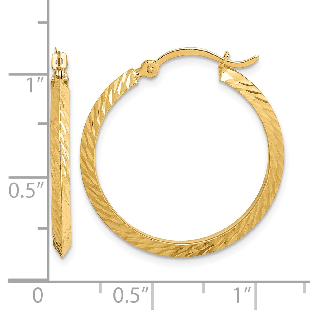 14K Polished Diamond-Cut Hoop Earrings (TF1446)