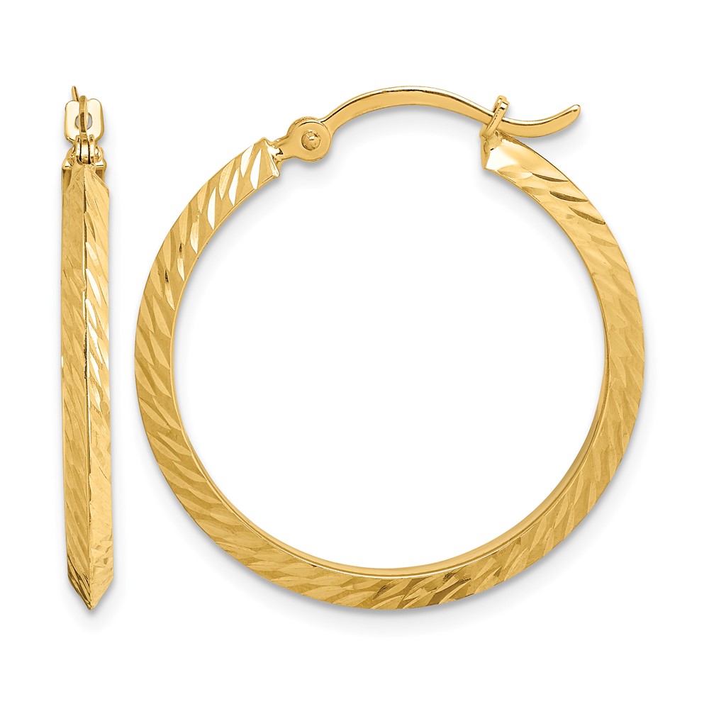 14K Polished Diamond-Cut Hoop Earrings (TF1446)