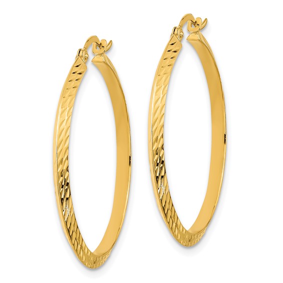 Gold Diamond-cut Knife Edge Hoop Earrings