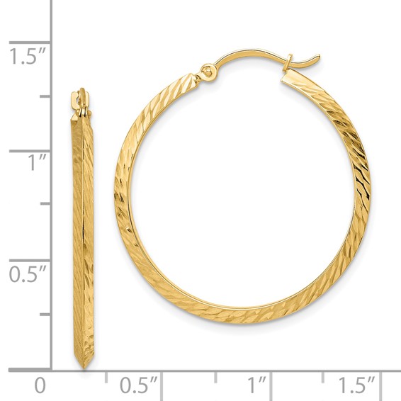 Gold Diamond-cut Knife Edge Hoop Earrings