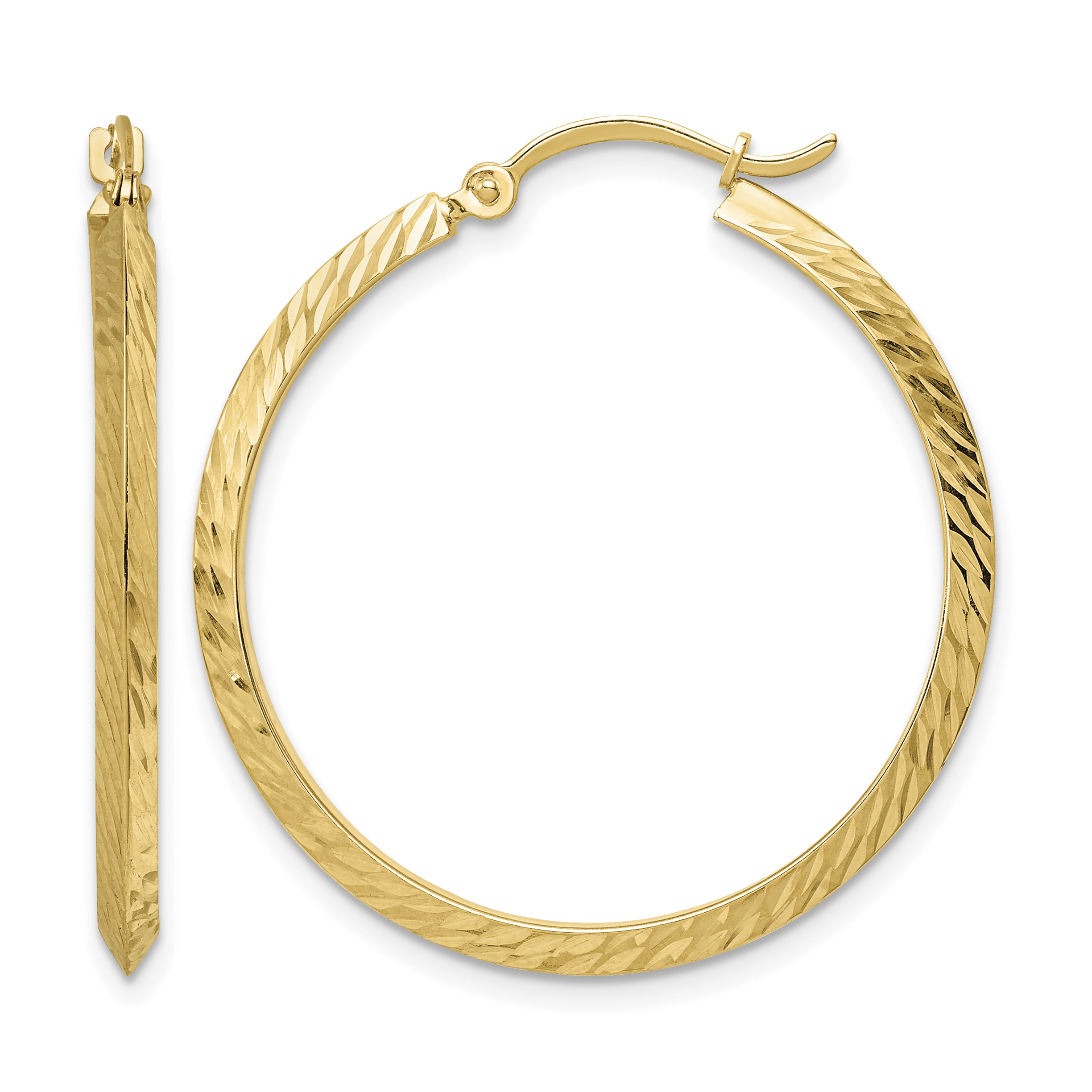 14K Polished Diamond-Cut Hoop Earrings (TF1447)