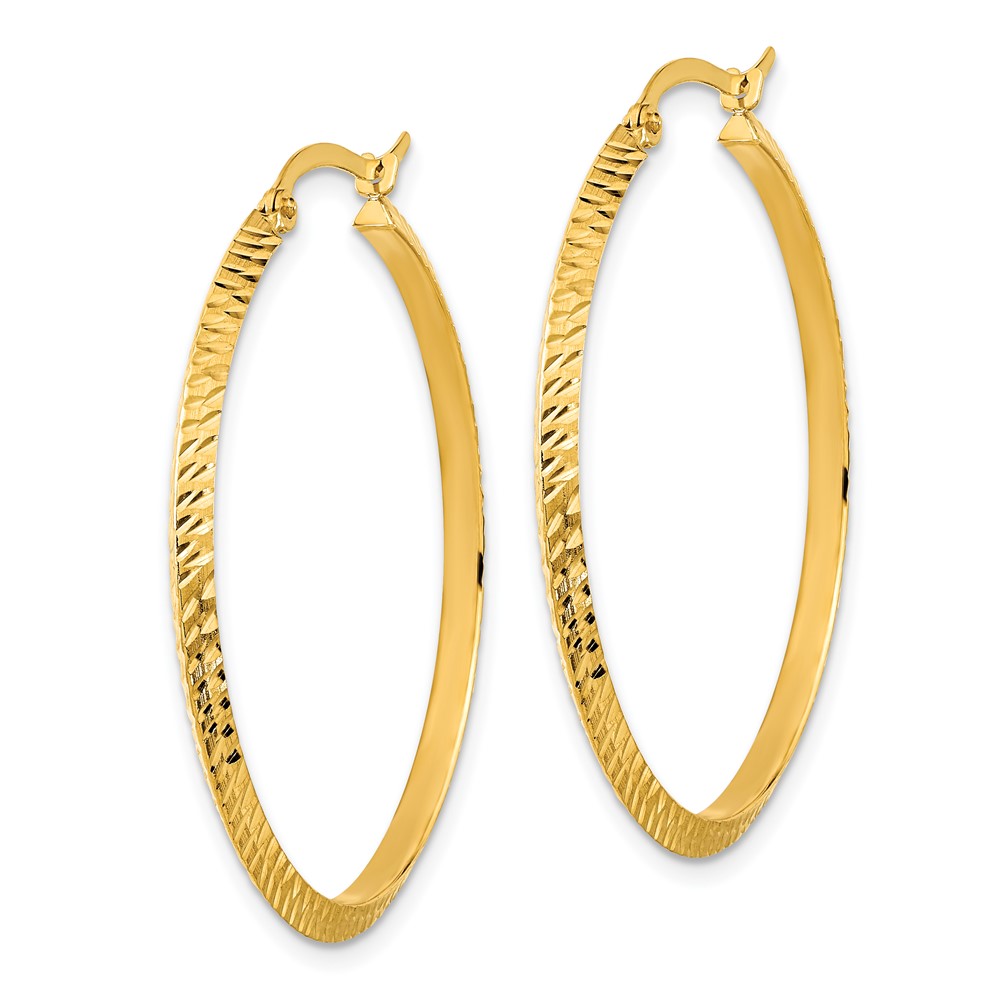 14K Polished Diamond-Cut Hoop Earrings (TF1448)