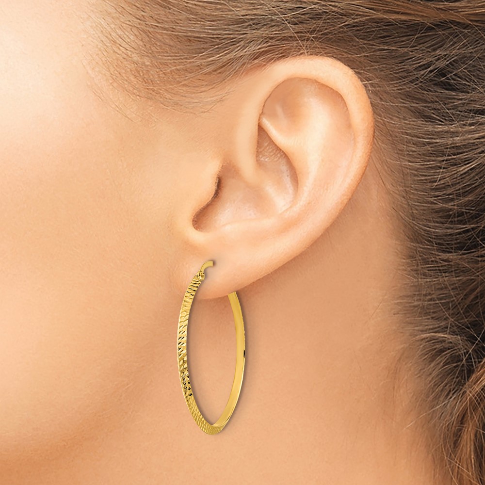 14K Polished Diamond-Cut Hoop Earrings (TF1448)