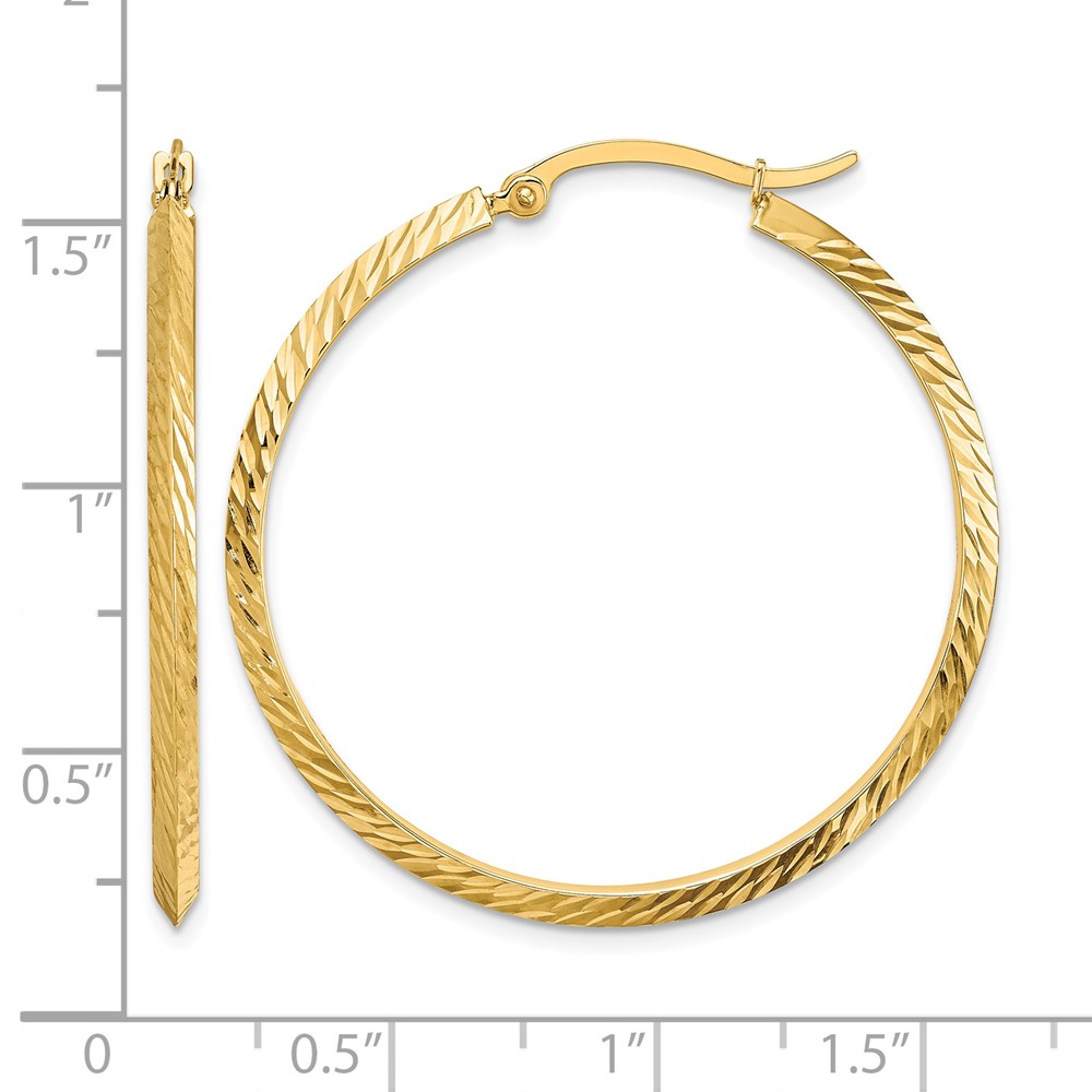 14K Polished Diamond-Cut Hoop Earrings (TF1448)