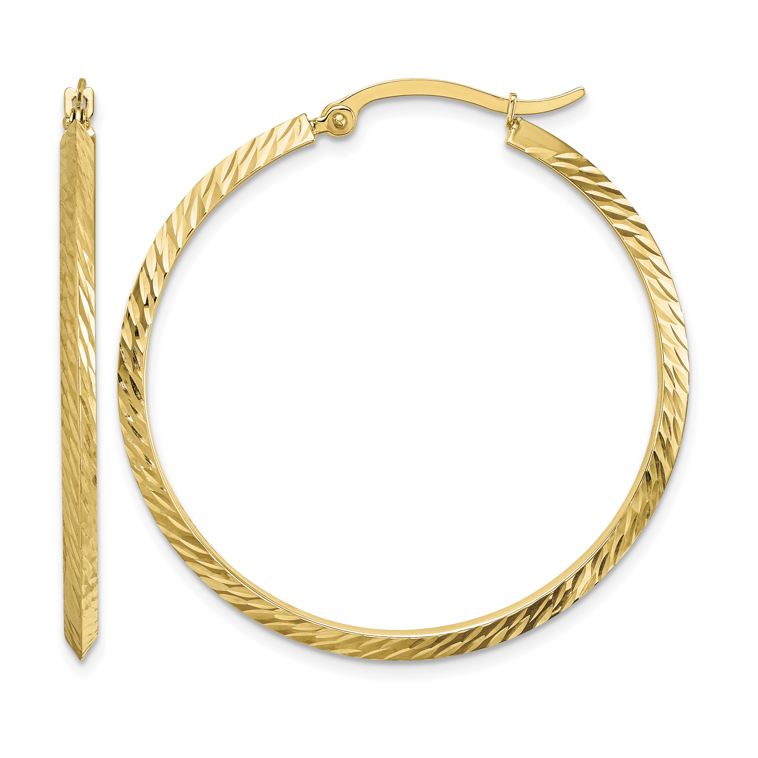 14K Polished Diamond-Cut Hoop Earrings (TF1448)