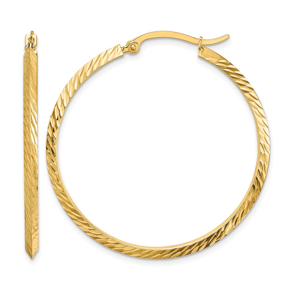 14K Polished Diamond-Cut Hoop Earrings (TF1448)