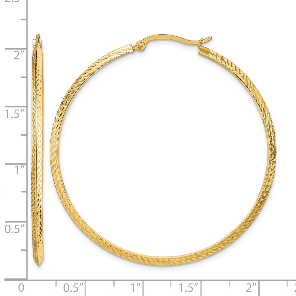 14K Polished Diamond-Cut Hoop Earrings (TF1449)
