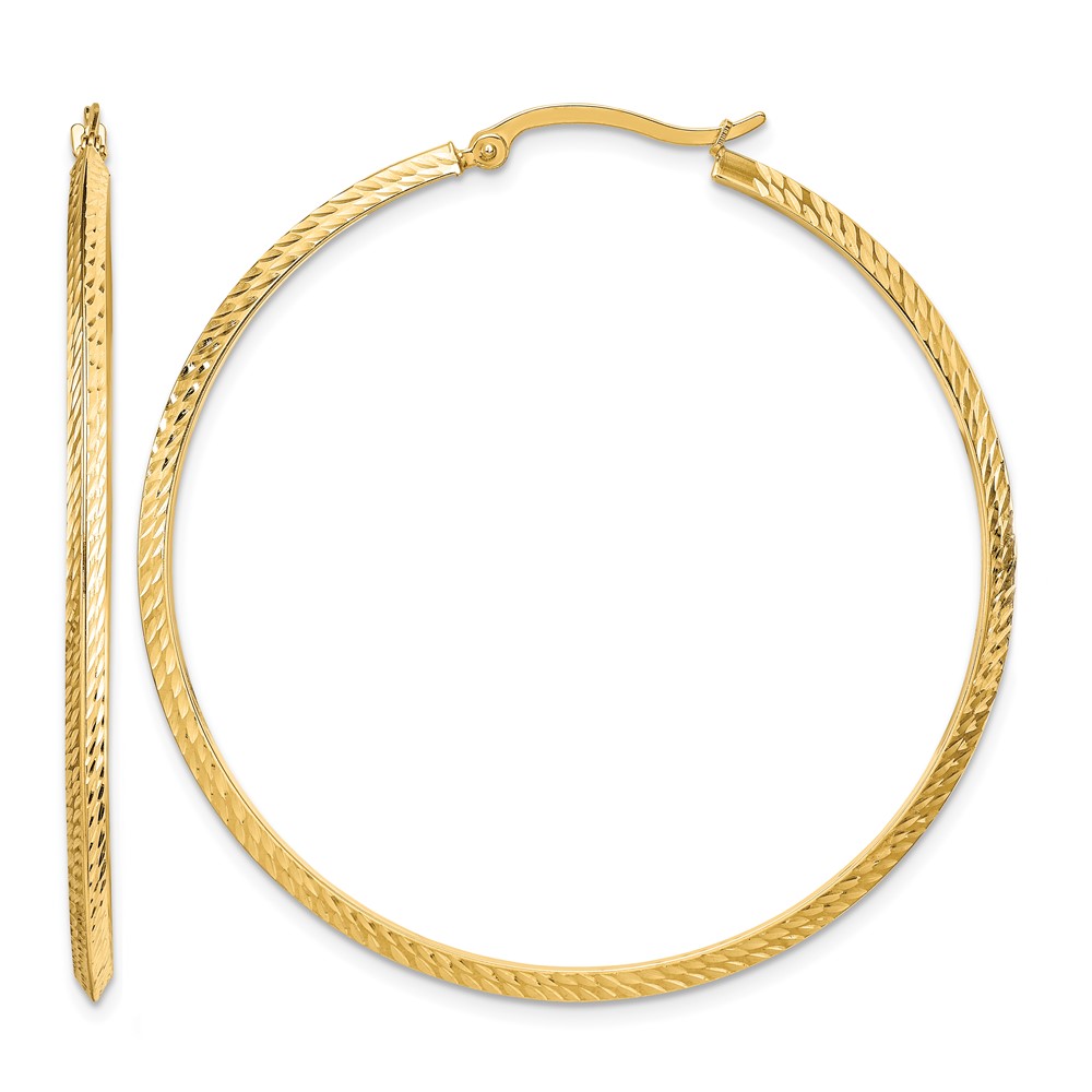 14K Polished Diamond-Cut Hoop Earrings (TF1449)