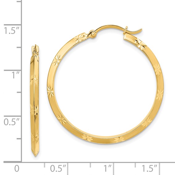 Gold Diamond-cut Knife Edge Hoop Earrings