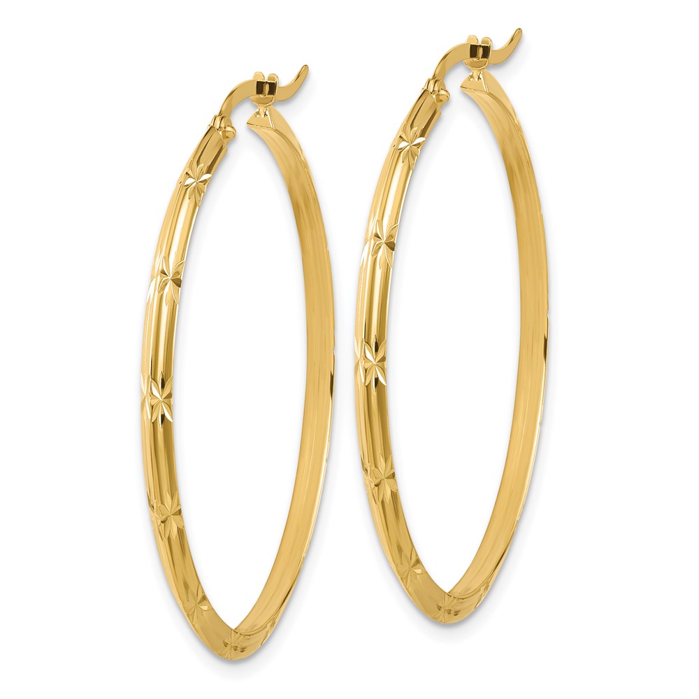 14K Polished Diamond-Cut Hoop Earrings (TF1451)