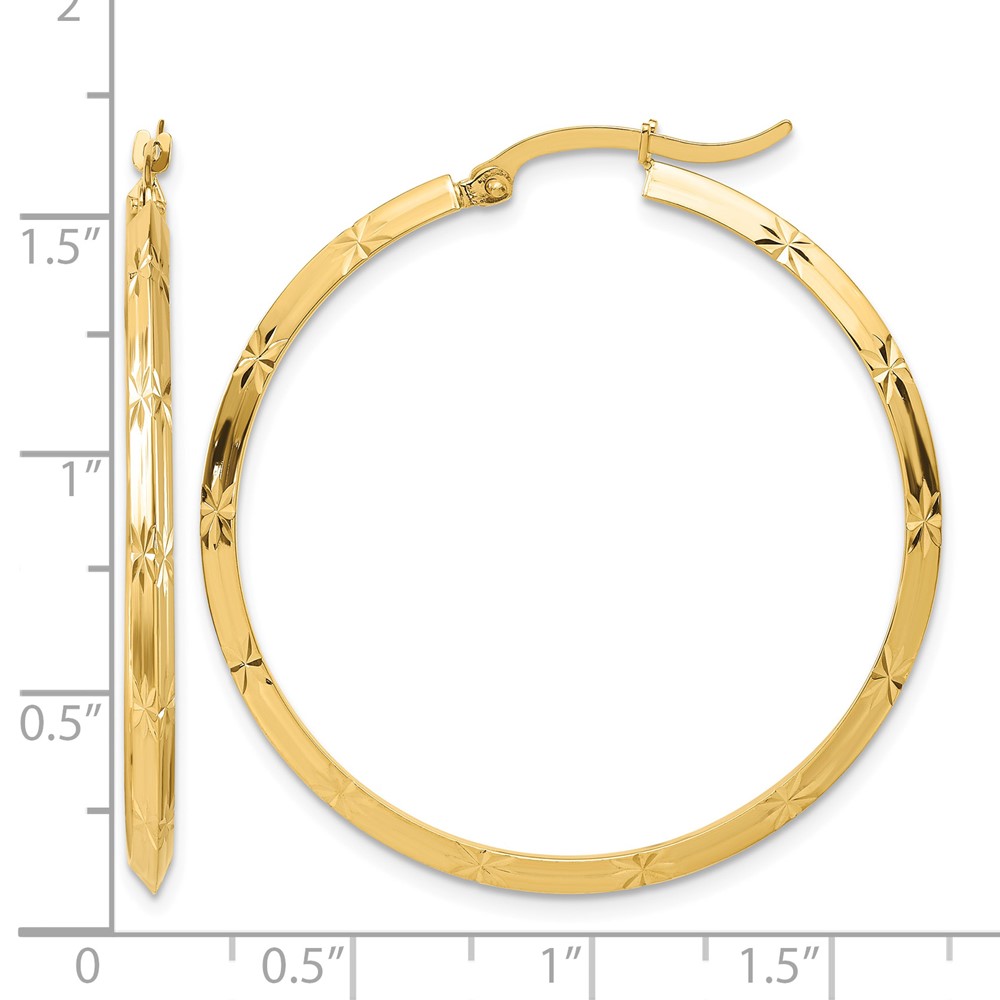 14K Polished Diamond-Cut Hoop Earrings (TF1451)